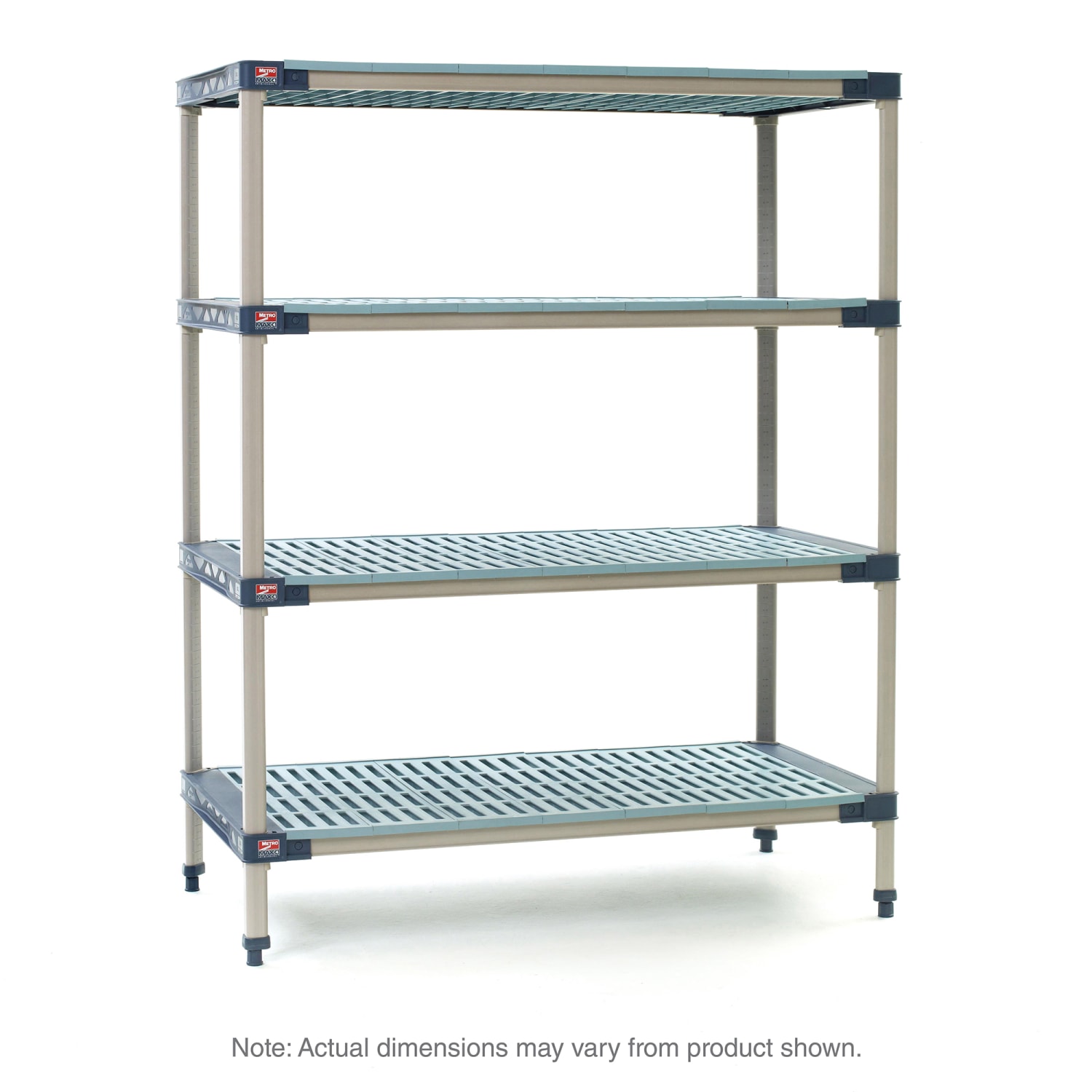 Metro MF-243674G-S-4 36 NSF 4-Tier Heavy-Duty Plastic Shelving Unit - MetroMax 4, 24W, 74H, 36""W x 24""D x 74""H, Rust Resistant, Blue