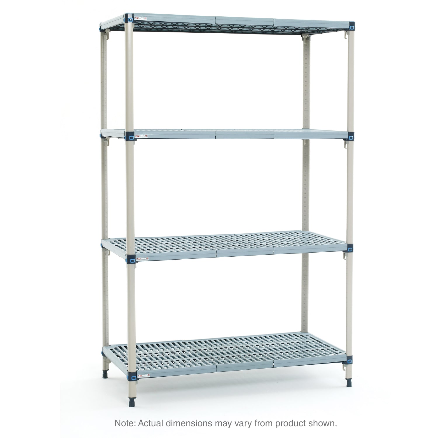 Metro Q476G3 72 NSF 4-Tier Heavy-Duty Plastic Shelving Unit - MetroMax Q, 21W, 63H, 21"" x 72"" x 63"", Blue