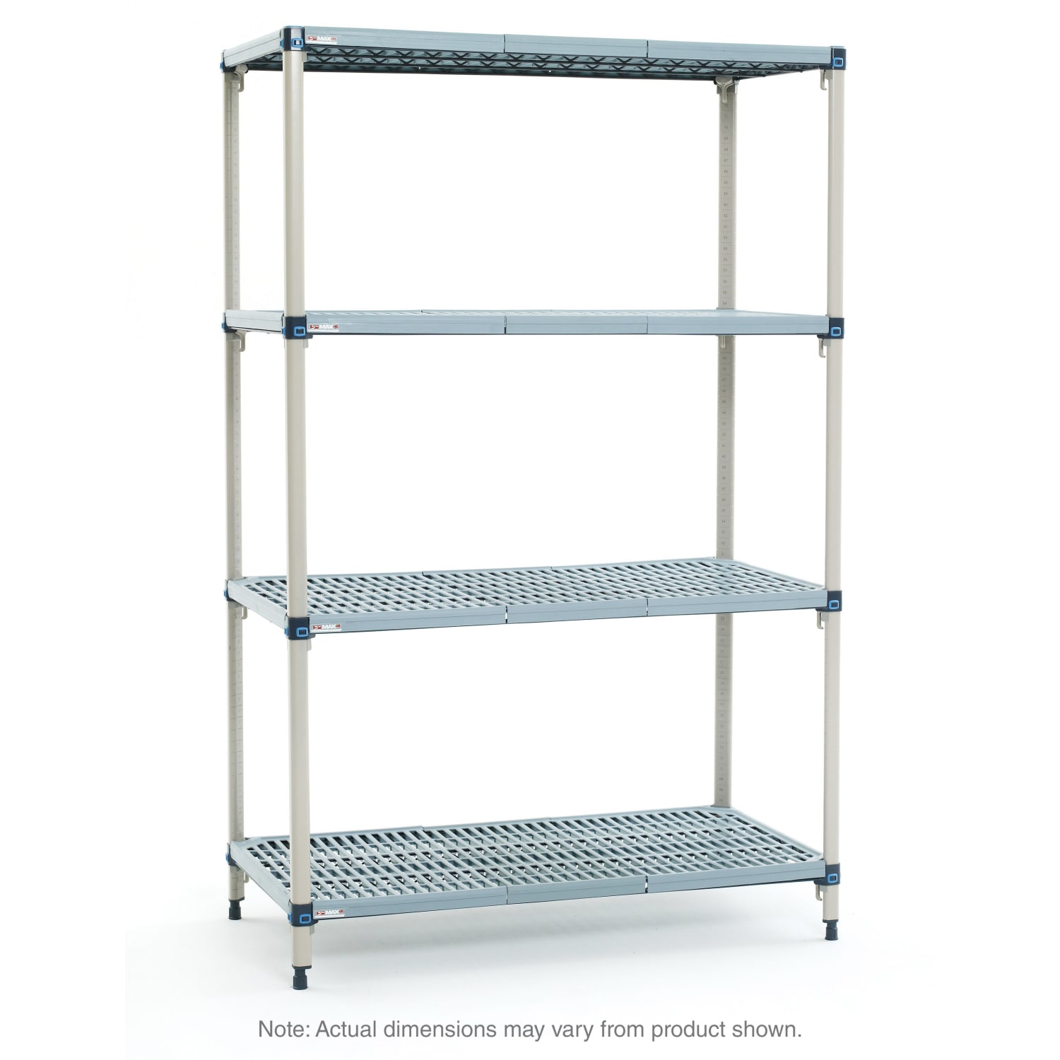 Metro Q346G3 42 NSF 4-Tier Heavy-Duty Plastic Shelving Unit - MetroMax Q, 18W, 63H, Blue