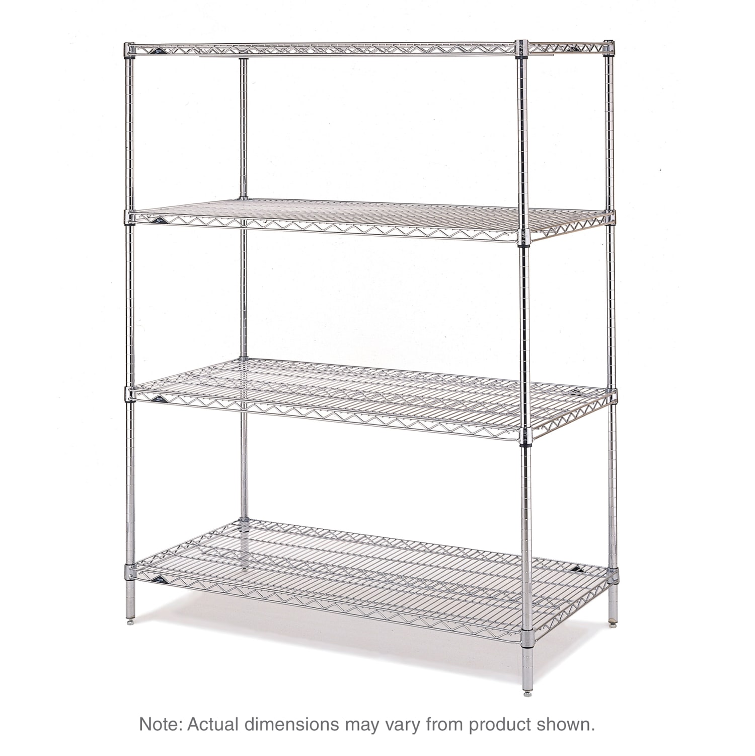 Metro N577C 72 NSF 4-Tier Heavy-Duty Chrome Wire Shelving Unit - Super Erecta, 24W, 74H, 24""x72""x74"", Silver