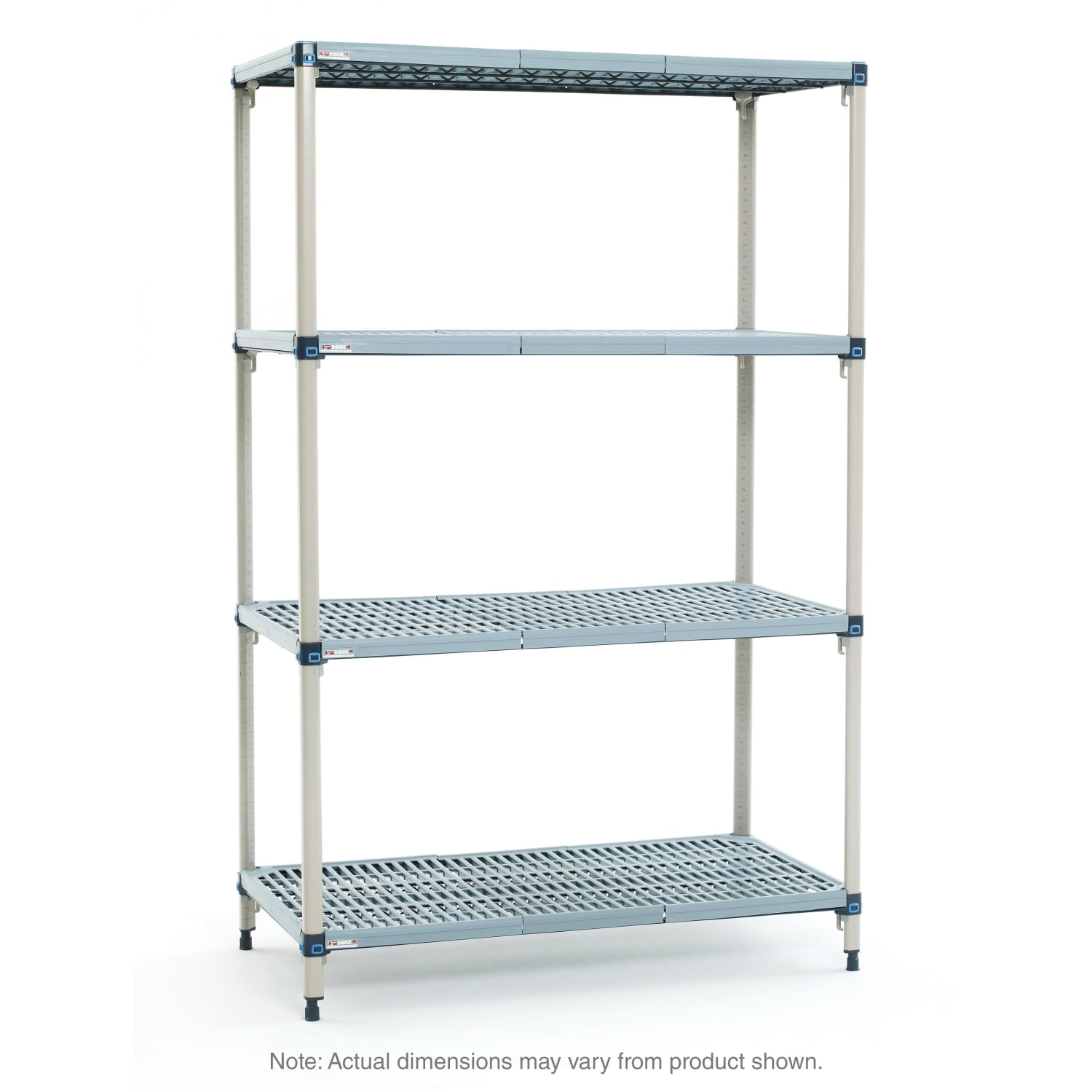 Metro Q466G3 60 NSF 4-Tier Heavy-Duty Plastic Shelving Unit - MetroMax Q, 21W, 63H, 21"" x 60"" x 63"", Blue