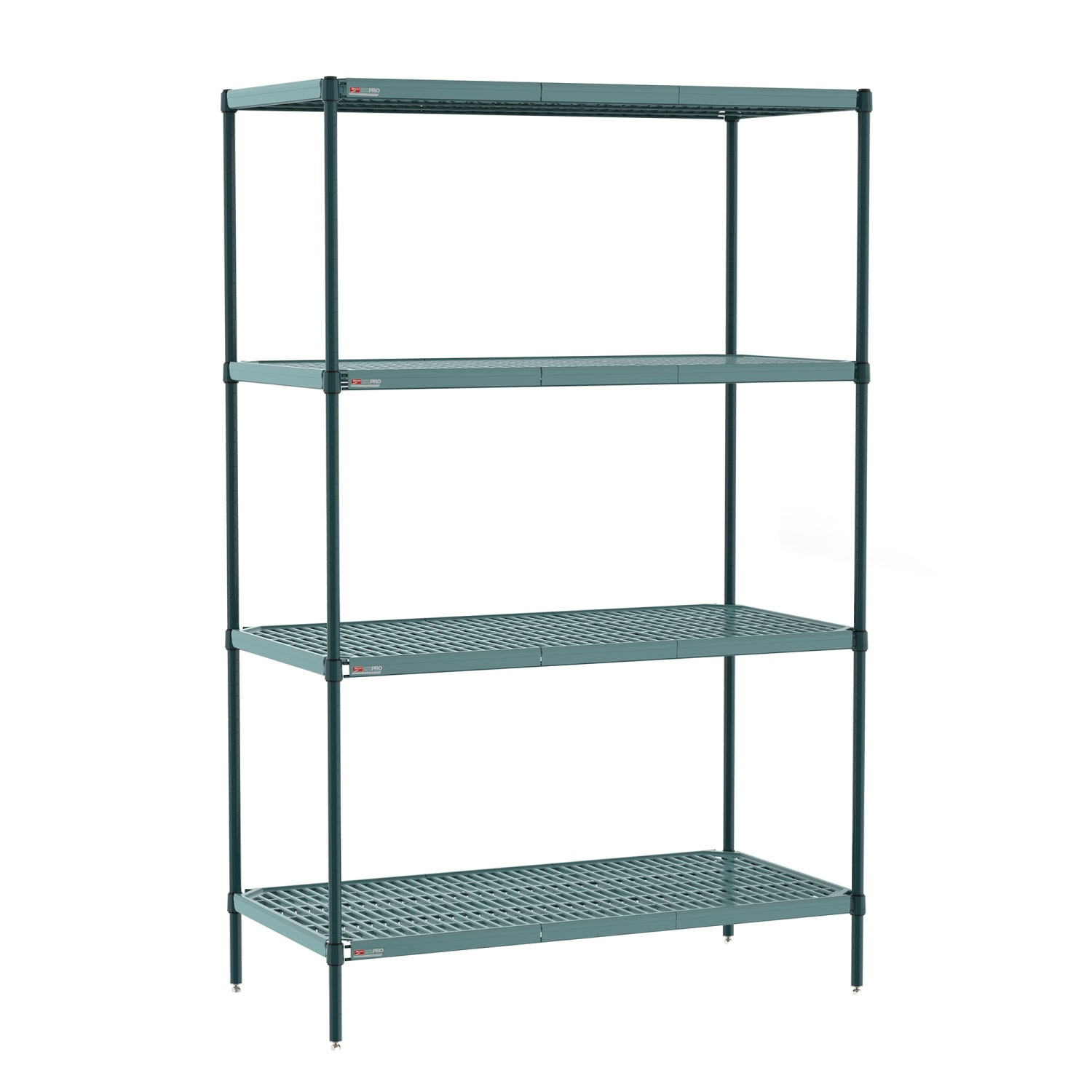 Metro PR-216074K3-S-4 60 NSF 4-Tier Heavy-Duty Epoxy Coated Wire Shelving Unit - Super Erecta Pro, 21W, 74H, 21"" x 60"" x 74"", Green
