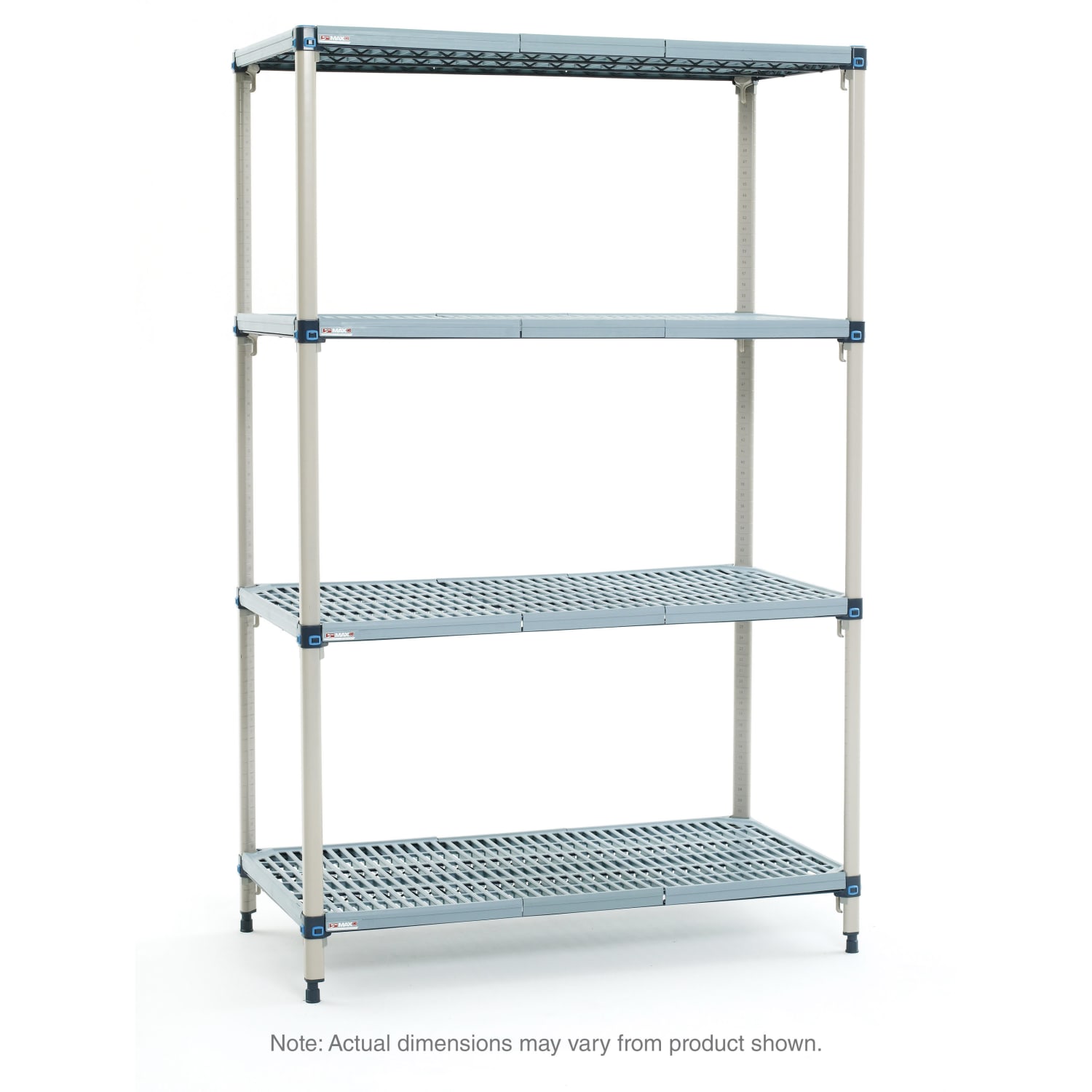Metro Q426G3 30 NSF 4-Tier Heavy-Duty Plastic Shelving Unit - MetroMax Q, 21W, 63H, 30"" x 21"" x 63"", Blue