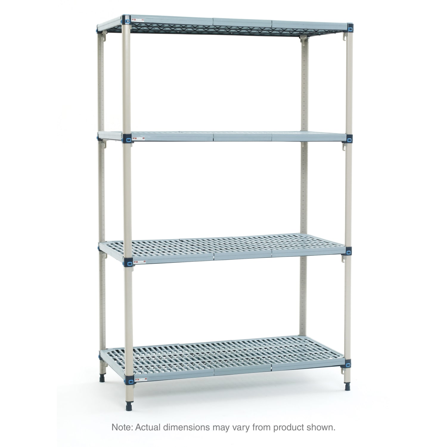 Metro Q546G3 42 NSF 4-Tier Heavy-Duty Plastic Shelving Unit - MetroMax Q, 24W, 63H, 24"" x 42"" x 63"", Blue