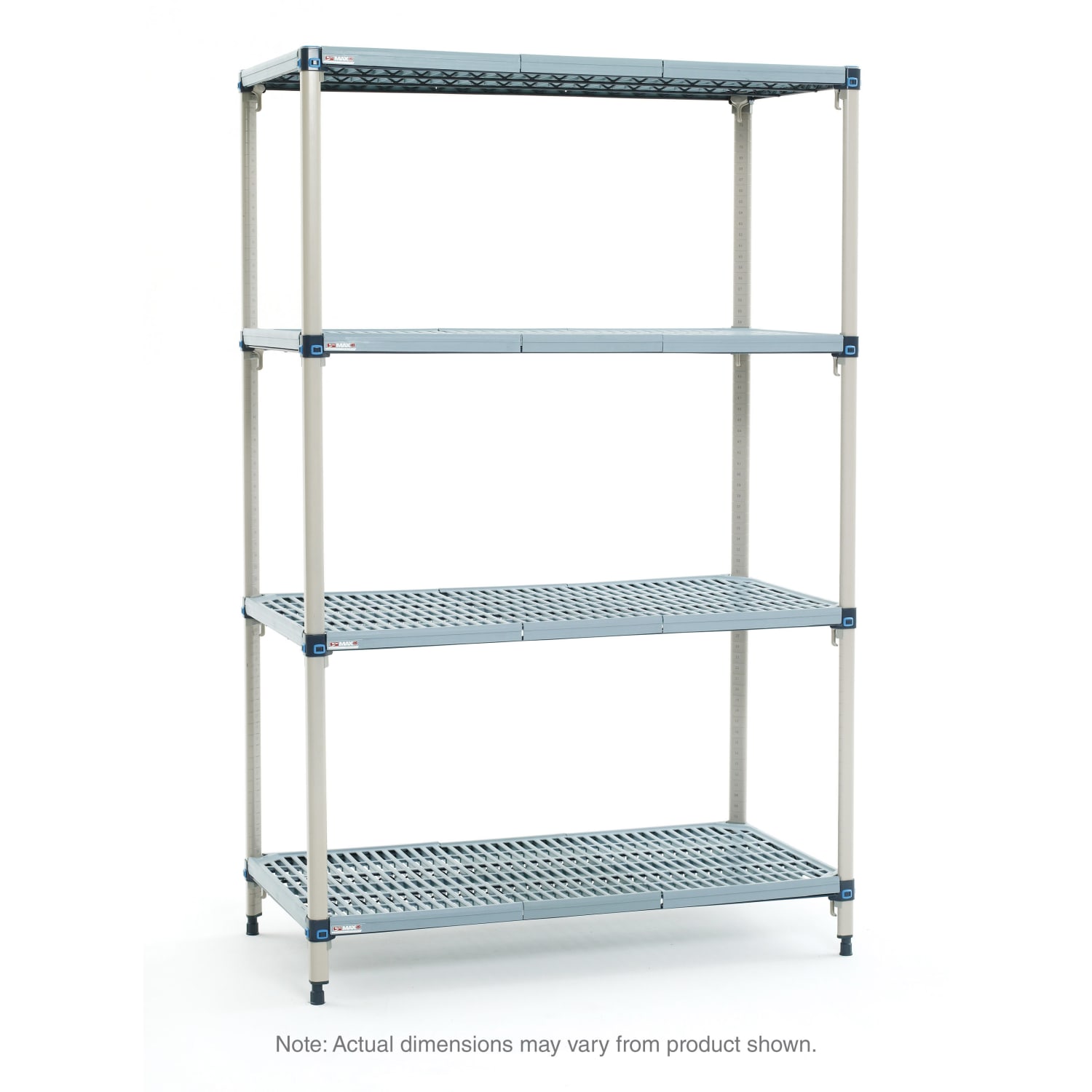 Metro Q576G3 72 NSF 4-Tier Heavy-Duty Plastic Shelving Unit - MetroMax Q, 24W, 63H, 24"" x 72"" x 63"", Blue