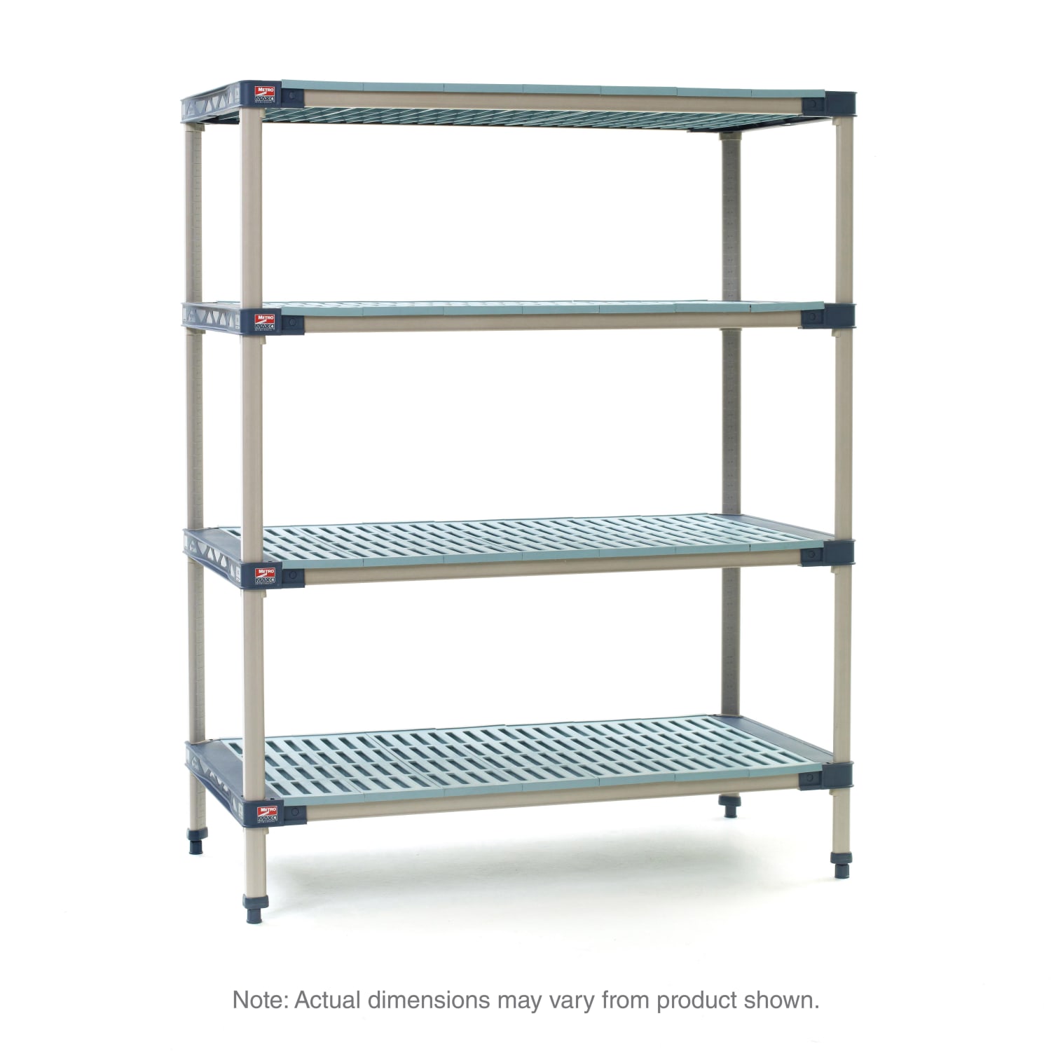 Metro X326G4 30 NSF 4-Tier Heavy-Duty Plastic Shelving Unit - MetroMax 4, 18W, 63H, Grid Mats, 30""W x 18""D x 63""H, Blue