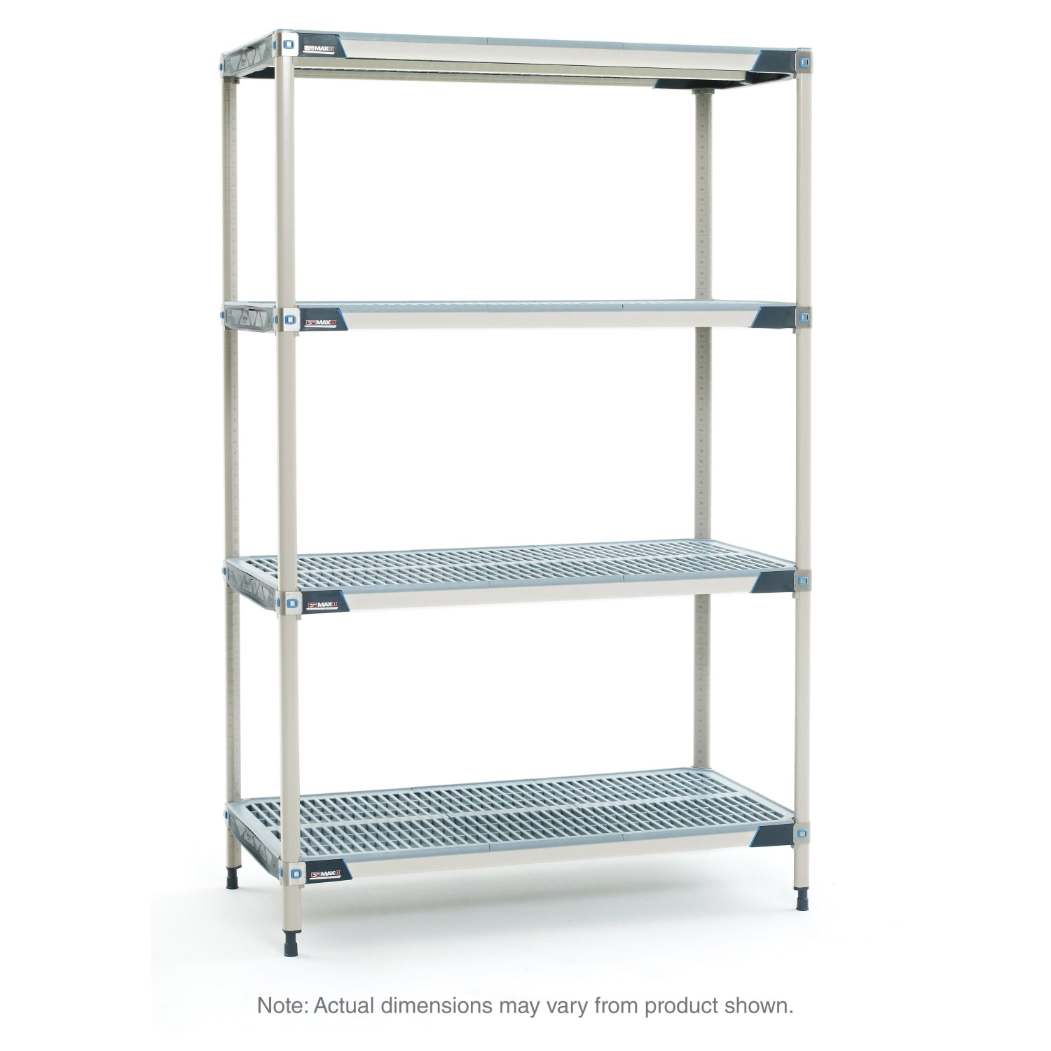 Metro X376GX3 72 NSF 4-Tier Heavy-Duty Plastic Shelving Unit - MetroMax i, 18W, 63H, Grid Mats, 72""W x 18""D x 63""H, Blue