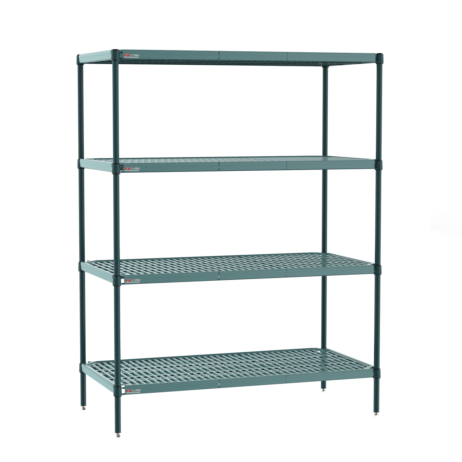 Metro PR-215463K3-S-4 54 NSF 4-Tier Heavy-Duty Epoxy Coated Wire Shelving Unit - Super Erecta Pro, 21W, 63H, 21"" x 54"" x 63"", Green