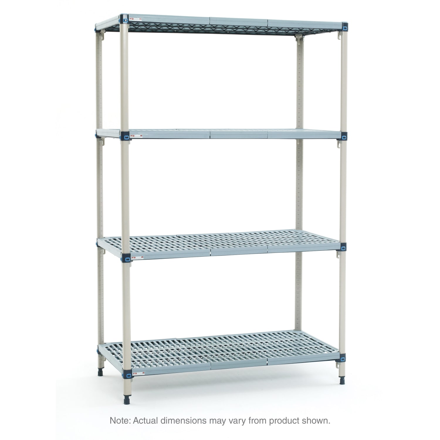 Metro Q376G3 72 NSF 4-Tier Heavy-Duty Plastic Shelving Unit - MetroMax Q, 18W, 63H, Blue