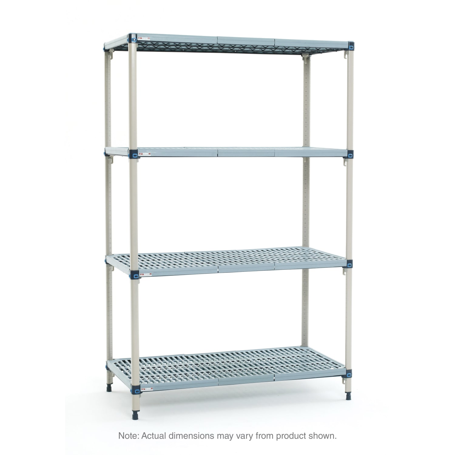 Metro Q526G3 30 NSF 4-Tier Heavy-Duty Plastic Shelving Unit - MetroMax Q, 24W, 63H, 24"" x 30"" x 63"", Blue