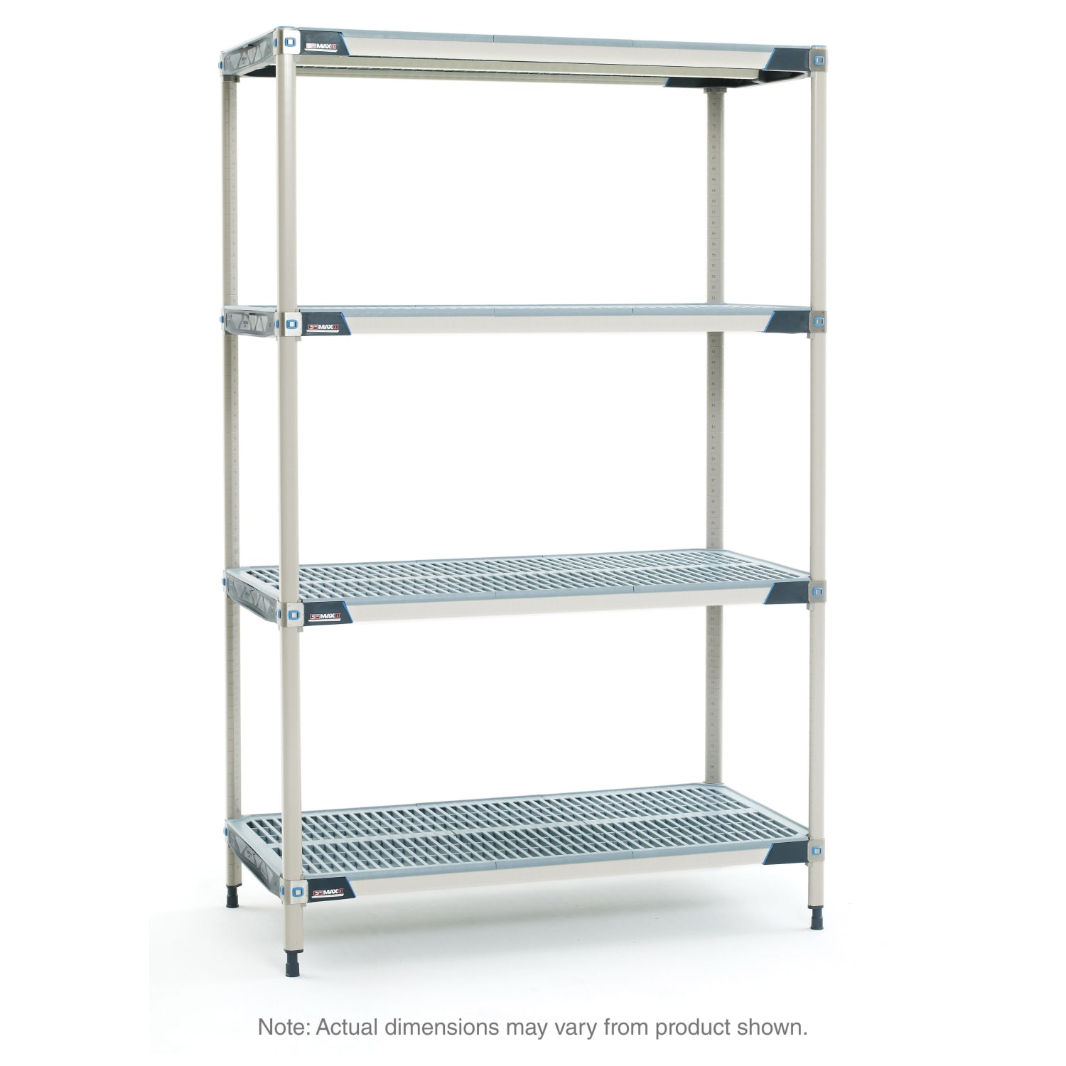 Metro X516GX3 24 NSF 4-Tier Heavy-Duty Plastic Shelving Unit - MetroMax i, 24W, 63H, Grid Mats, 24""W x 24""D x 63""H, Blue