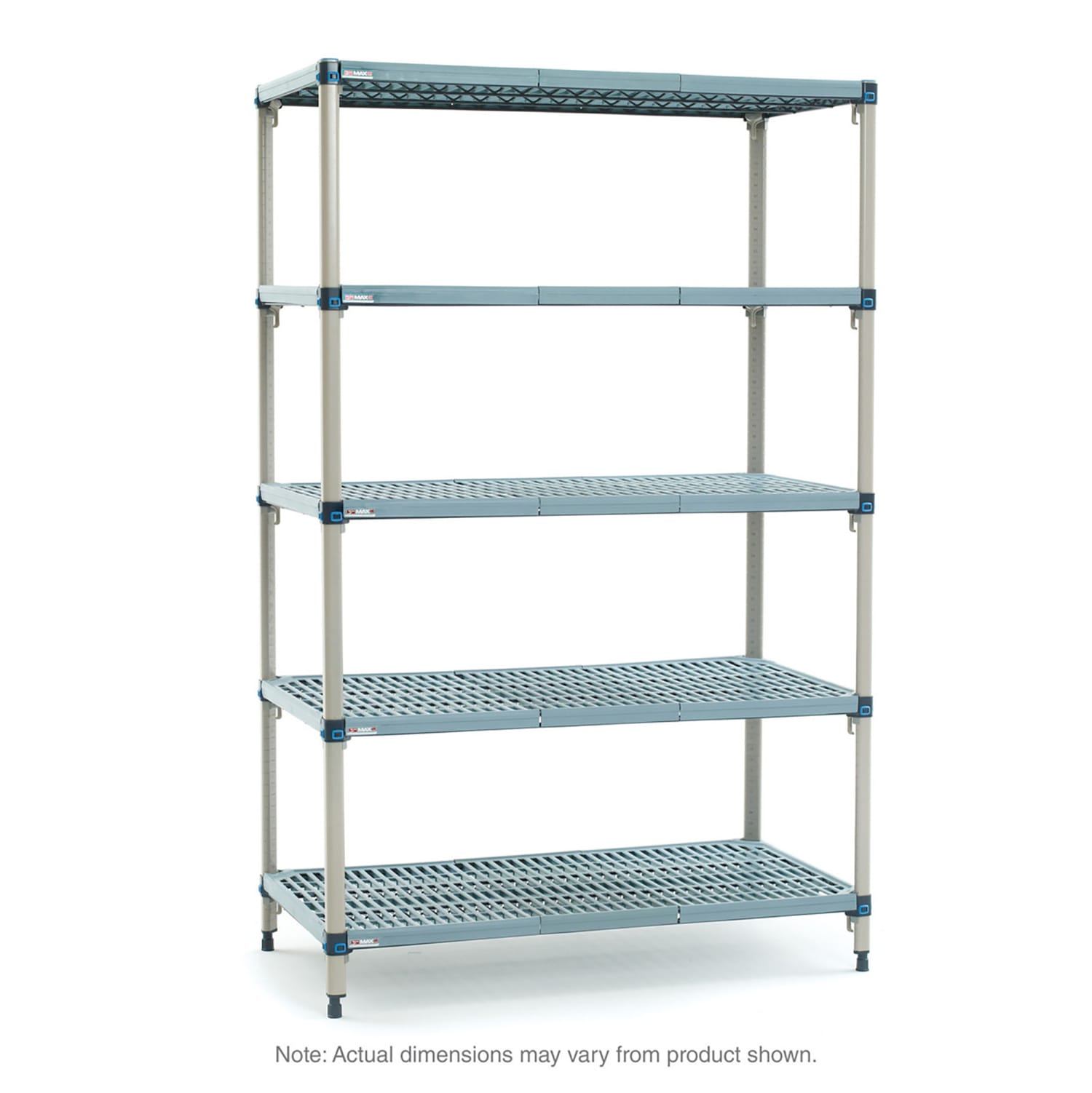 Metro MQ-216074G-S-4 60 NSF 4-Tier Heavy-Duty Plastic Shelving Unit - MetroMax Q, 21W, 74H, Blue