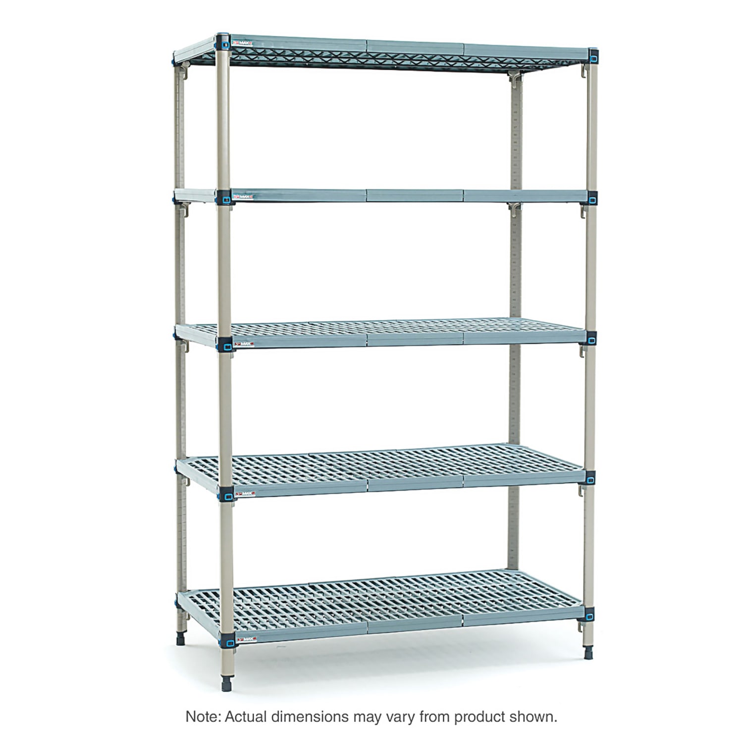 Metro MQ-244274G-S-4 42 NSF 4-Tier Heavy-Duty Plastic Shelving Unit - MetroMax Q, 24W, 74H, 24"" x 42"" x 74"", Blue