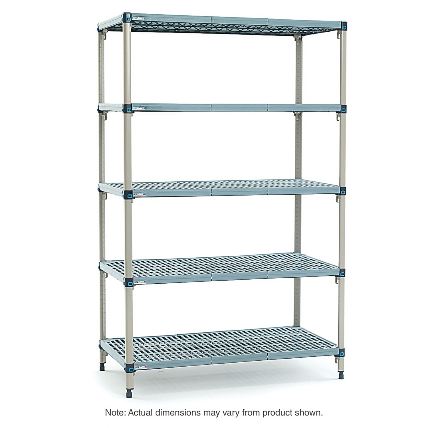 Metro MQ-246074G-S-4 60 NSF 4-Tier Heavy-Duty Plastic Shelving Unit - MetroMax Q, 24W, 74H, 24""x60""x74"", Blue
