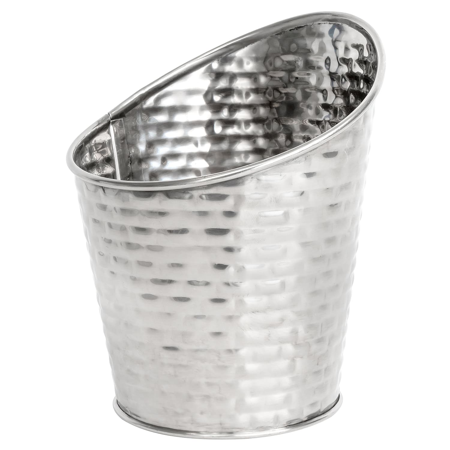 Tablecraft GTSS375 10 oz Round Brickhouse Collection Fry Cup - 3 3/4 x 4 7/8, Stainless, Silver