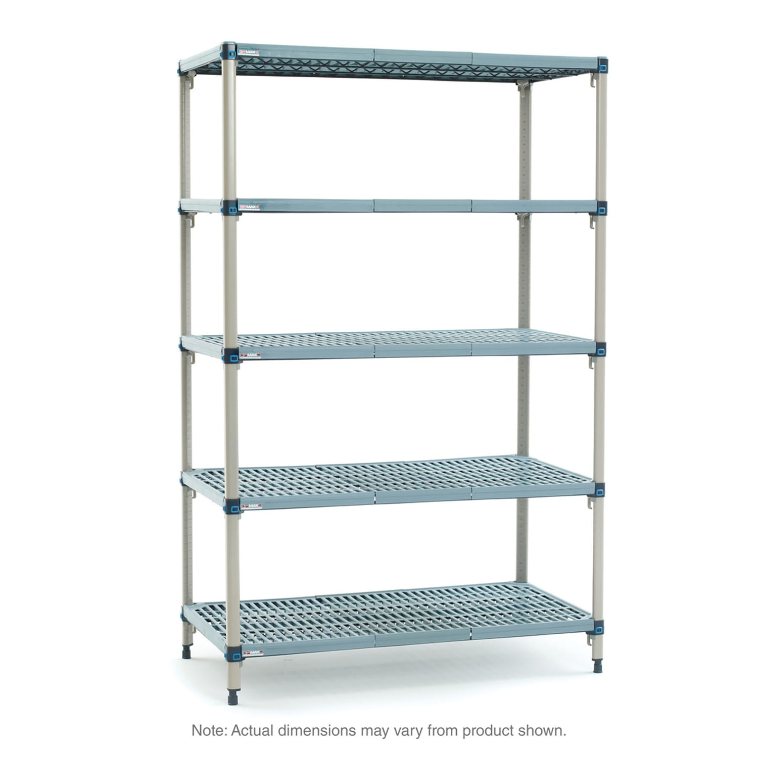 Metro MQ-244874G-S-4 48 NSF 4-Tier Heavy-Duty Plastic Shelving Unit - MetroMax Q, 24W, 74H, 24""x48""x74"", Blue