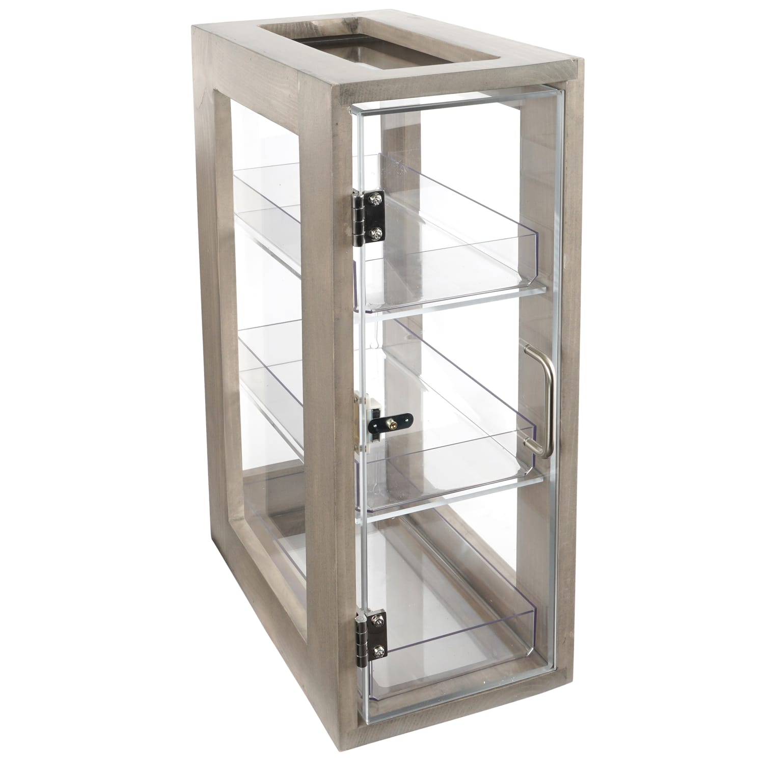 Cal-Mil 1204-110 3 Tier Self Serve Pastry Display Case - 8W x 13D x 20 1/2H, Pine Wood/ Clear Acrylic