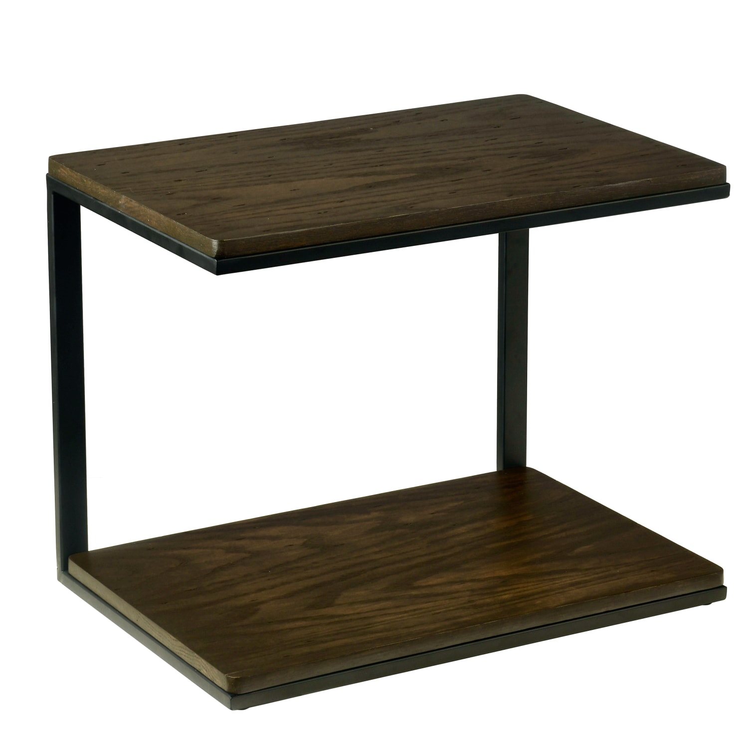 Cal-Mil 22427-112 2 Level Tiered Merchandiser - 18 x 12 x 14 1/2, Dark Stained Oak Wood/Black Frame, Brown