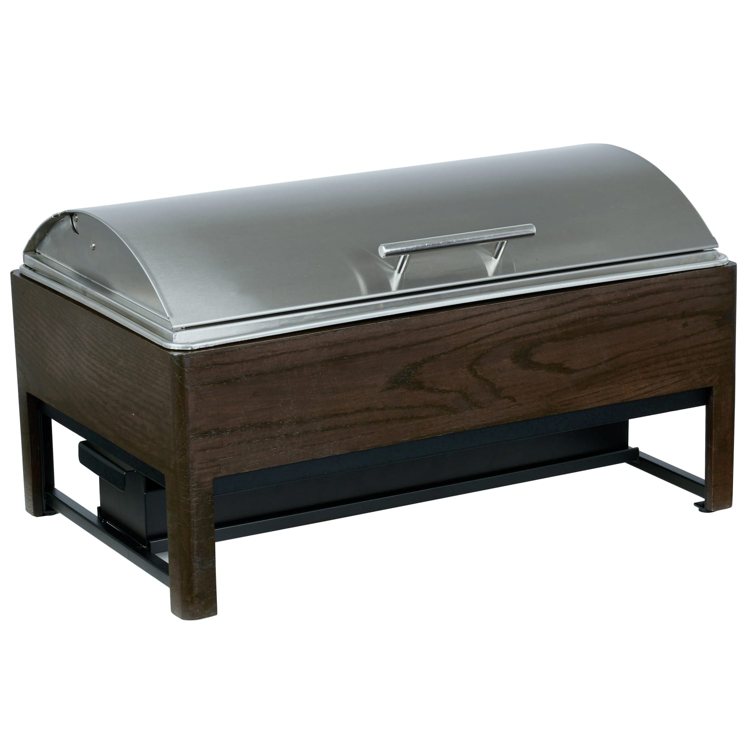 Cal-Mil 22426-112 Full Size Chafer w/ Lift Off Lid & Chafing Fuel Heat - Oak Wood, Dark, 14"" x 22"" x 13 1/2"", Accommodates 5 Cans of Fuel, Brown