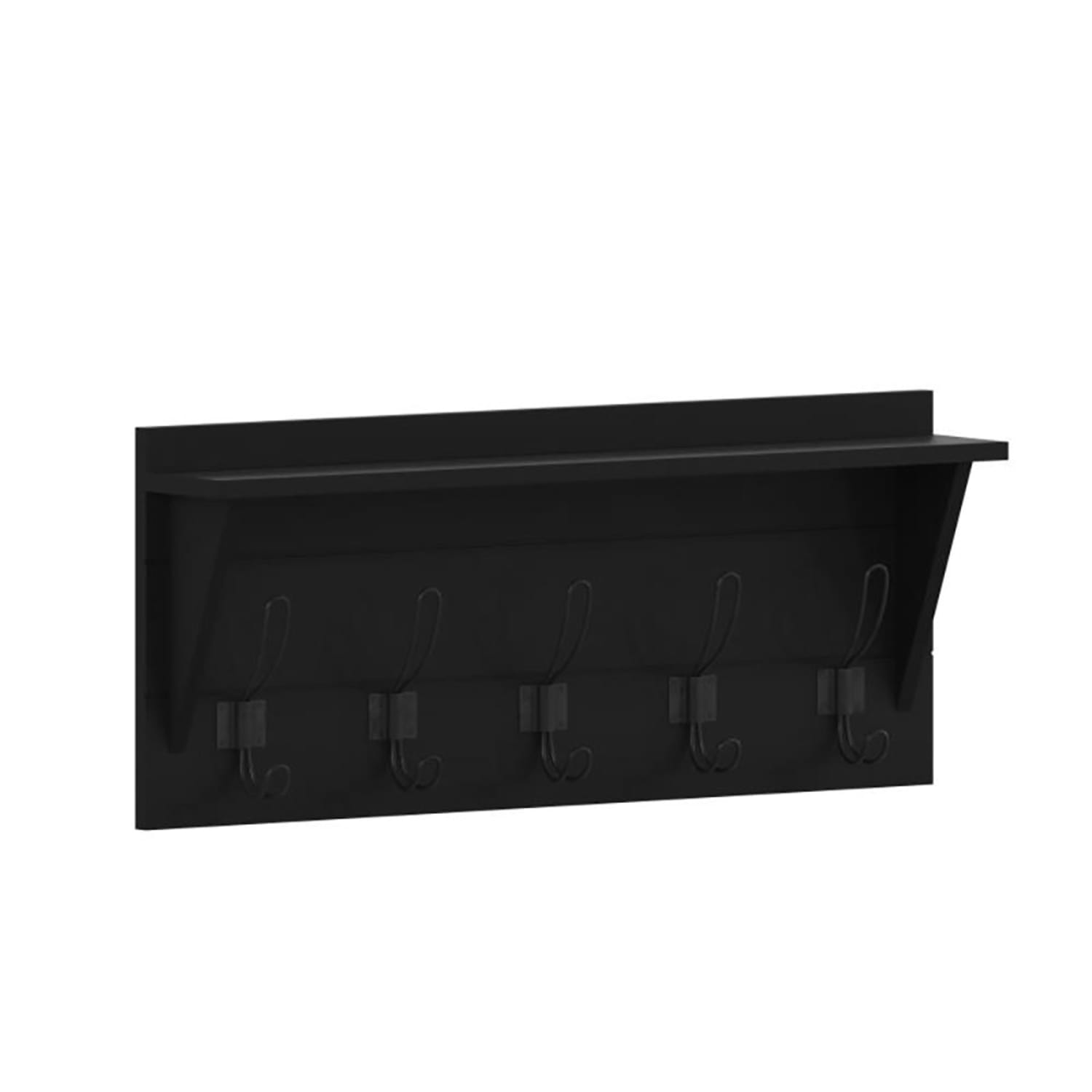 Flash Furniture HFKHD-GDIS-CRE8-932315-GG 24 Wall Mount Storage Rack w/ Upper Storage Shelf, Pine Wood, Black, Black Pine Wood