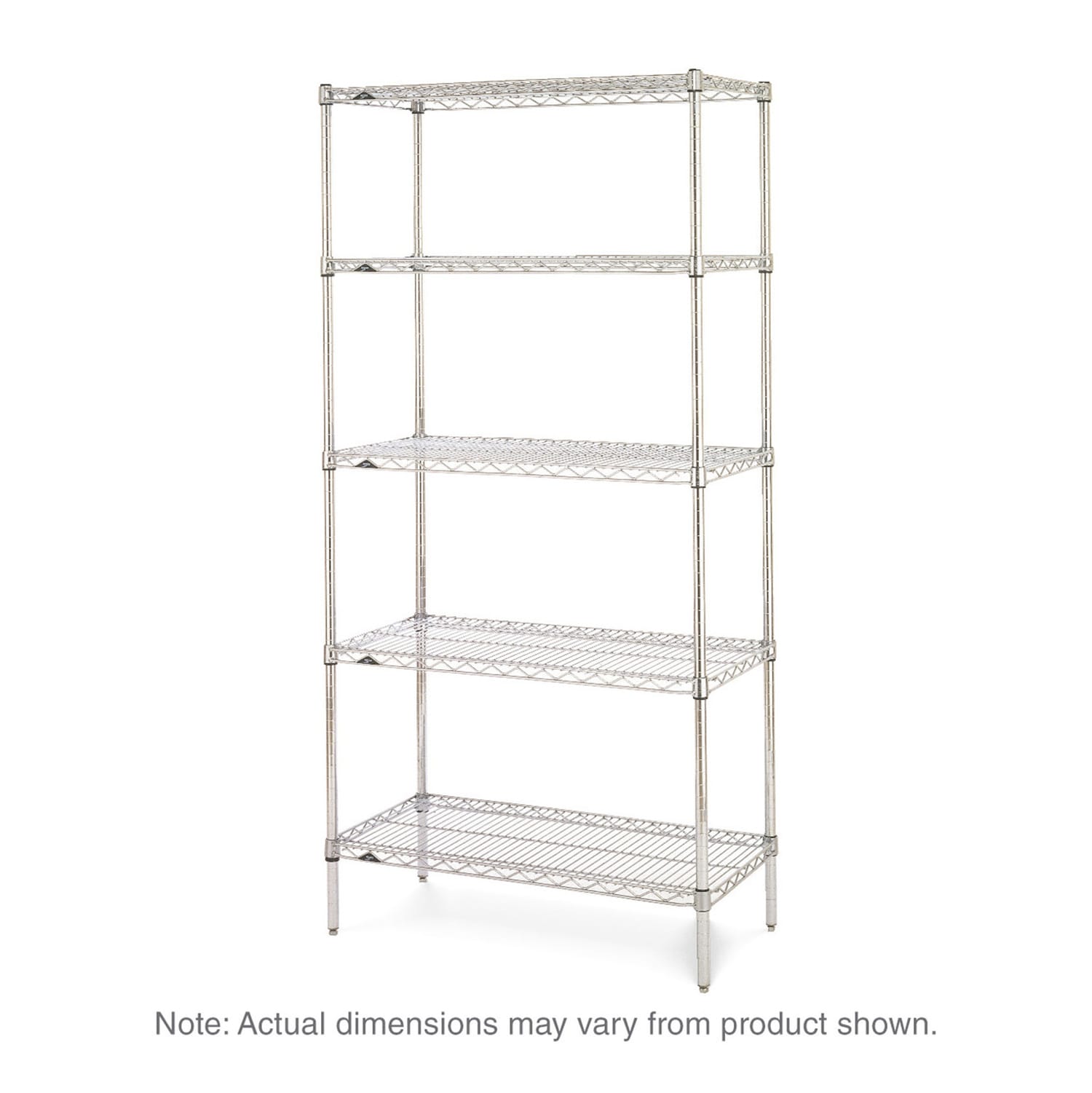 Metro 5N377C 72 NSF 5-Tier Heavy-Duty Chrome Wire Shelving Unit - Super Erecta, 18W, 74H, 18""x 27"" x 74"", Silver