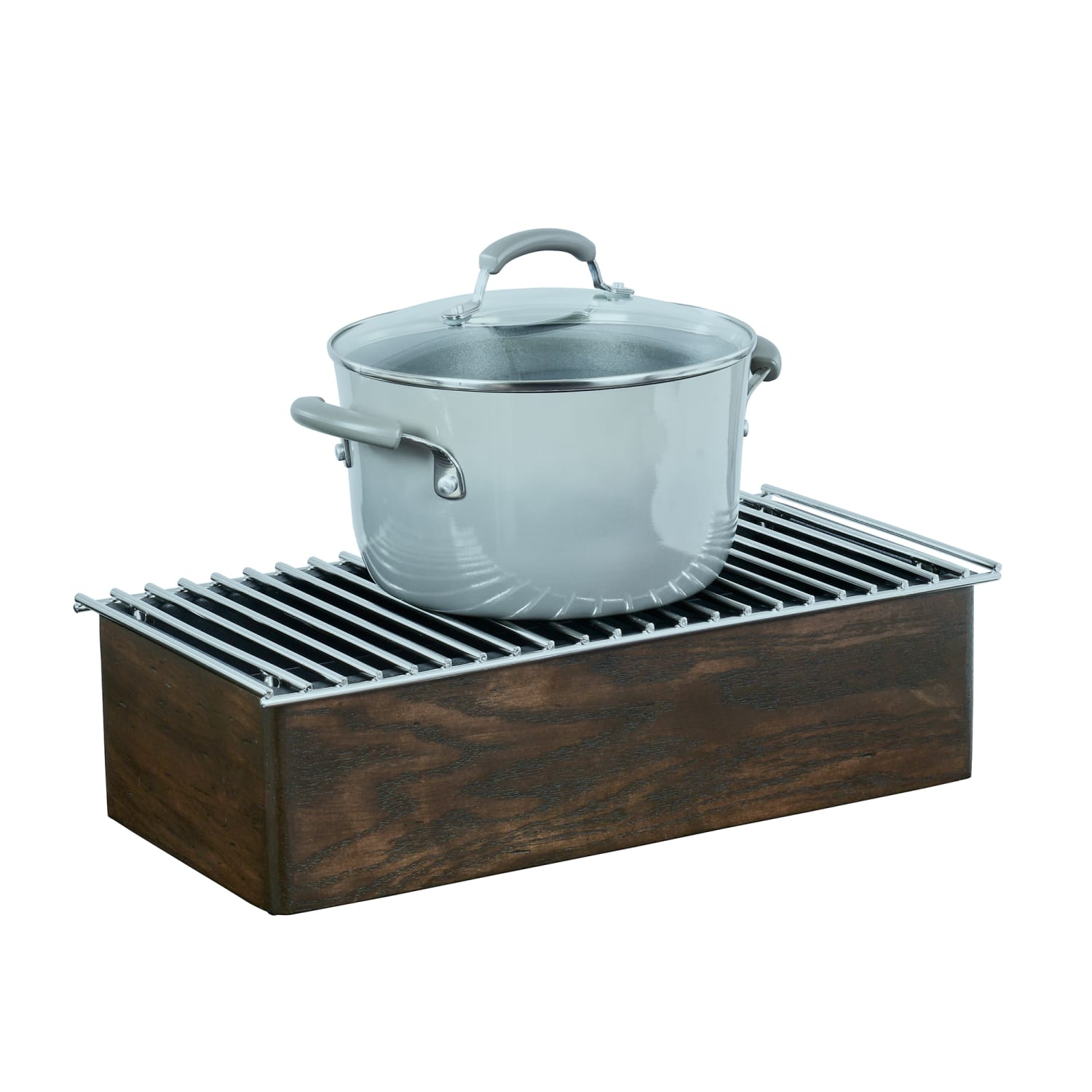 Cal-Mil 22423-112 Square Chafer Alternative - 10 1/4W x 10D x 5 1/2H, Oak Wood, Dark, Vintage Wood Frame, Bold Grill, Brown