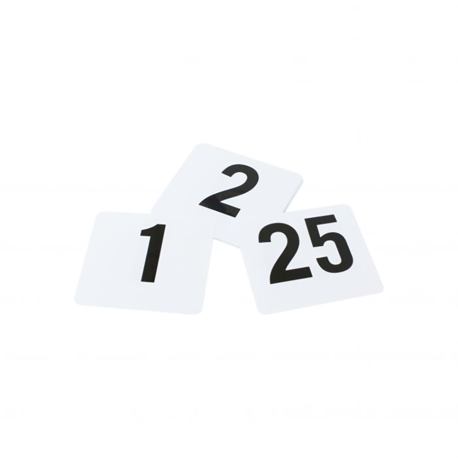 Thunder Group PLTN4025 Tabletop Number Cards - #1 - 25, 4 x 4, White/Black