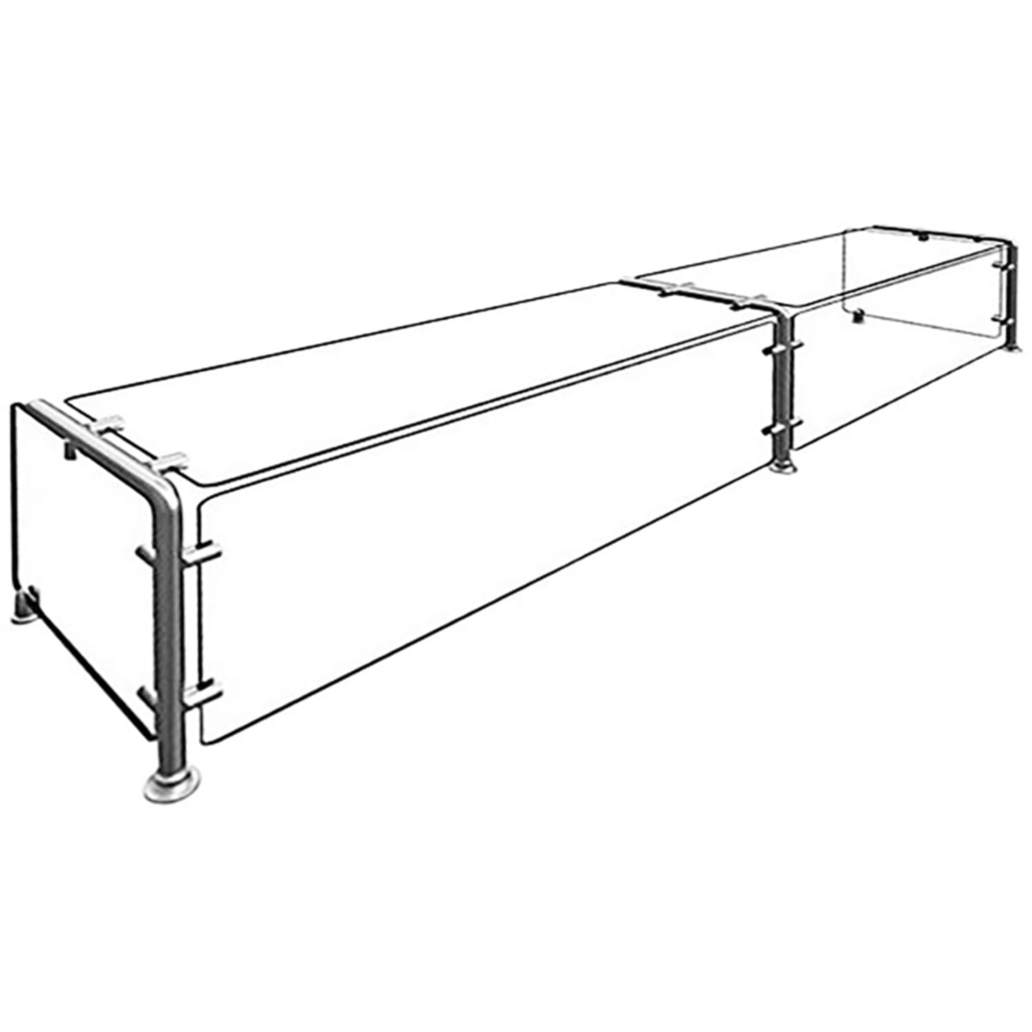 Hatco EP11-07215 Full Service Mounted Food Shield - 72 x 15 x 18, Glass/Stainless Steel, Clear, 0.25 in