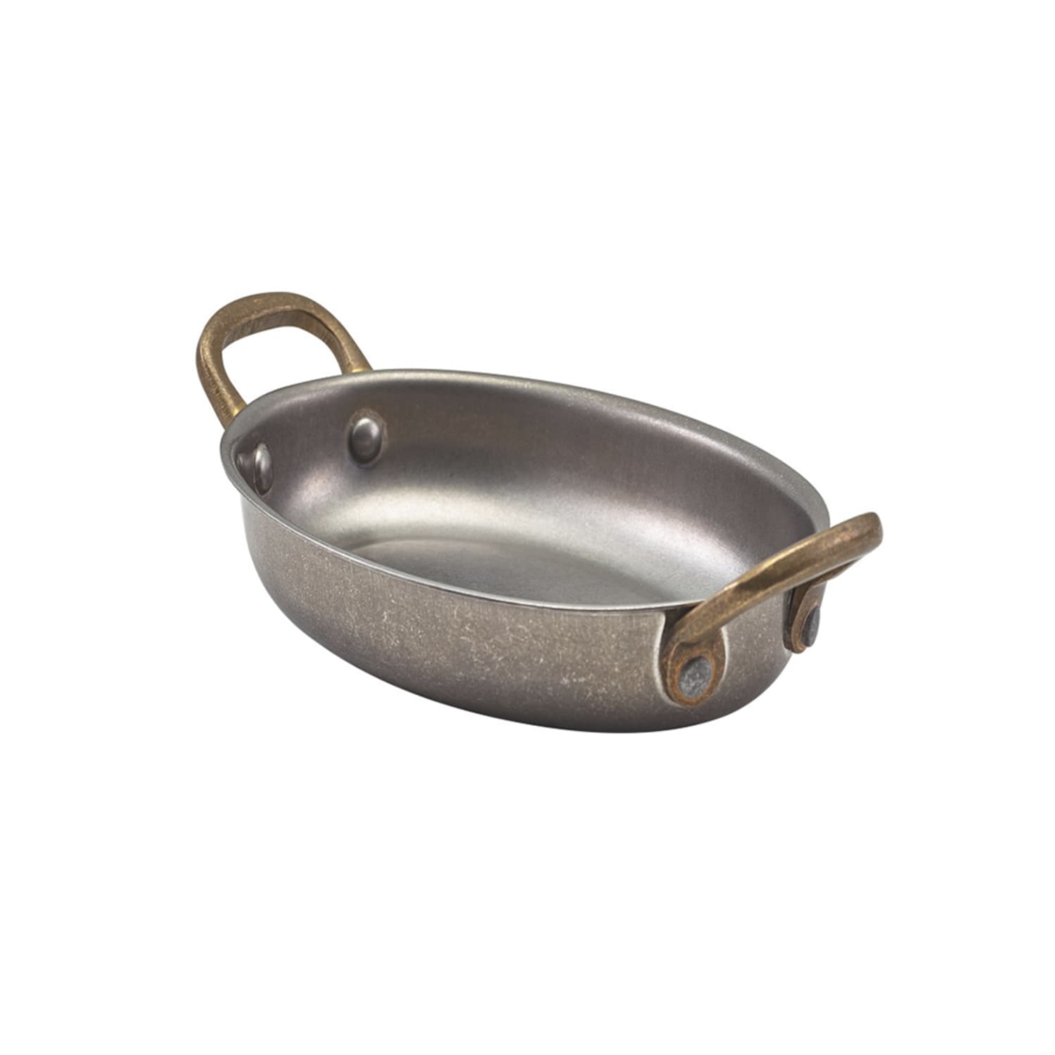 Steelite GWSSD16V 12 oz Oval Dish - Stainless Steel, Vintage Finish, Silver