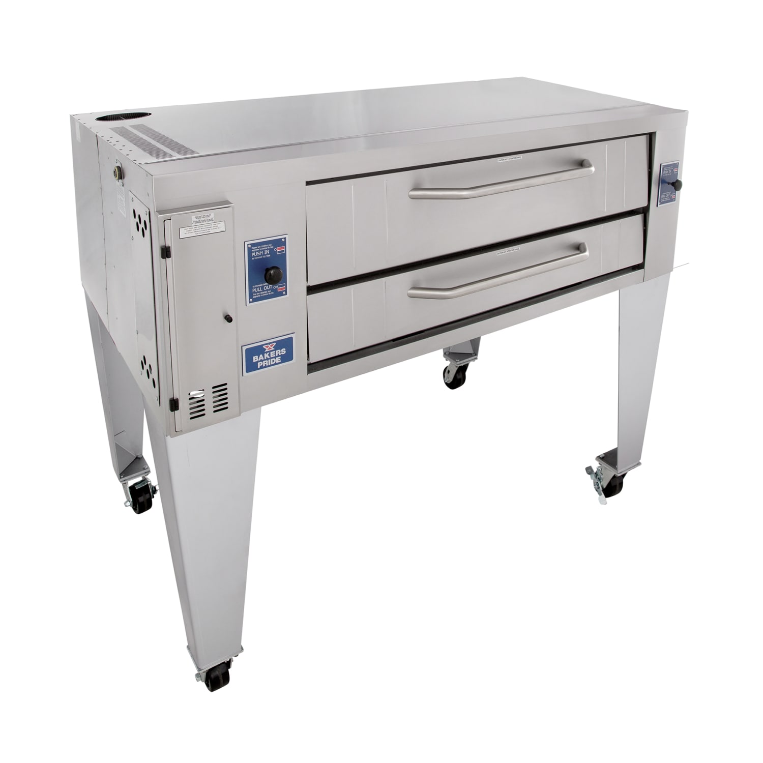 Bakers Pride Y-600 NG Super Deck Floor Model Single Pizza Deck Oven - Natural Gas, 60"" x 36"" Stone Deck, Stainless Steel, Gas Type: NG
