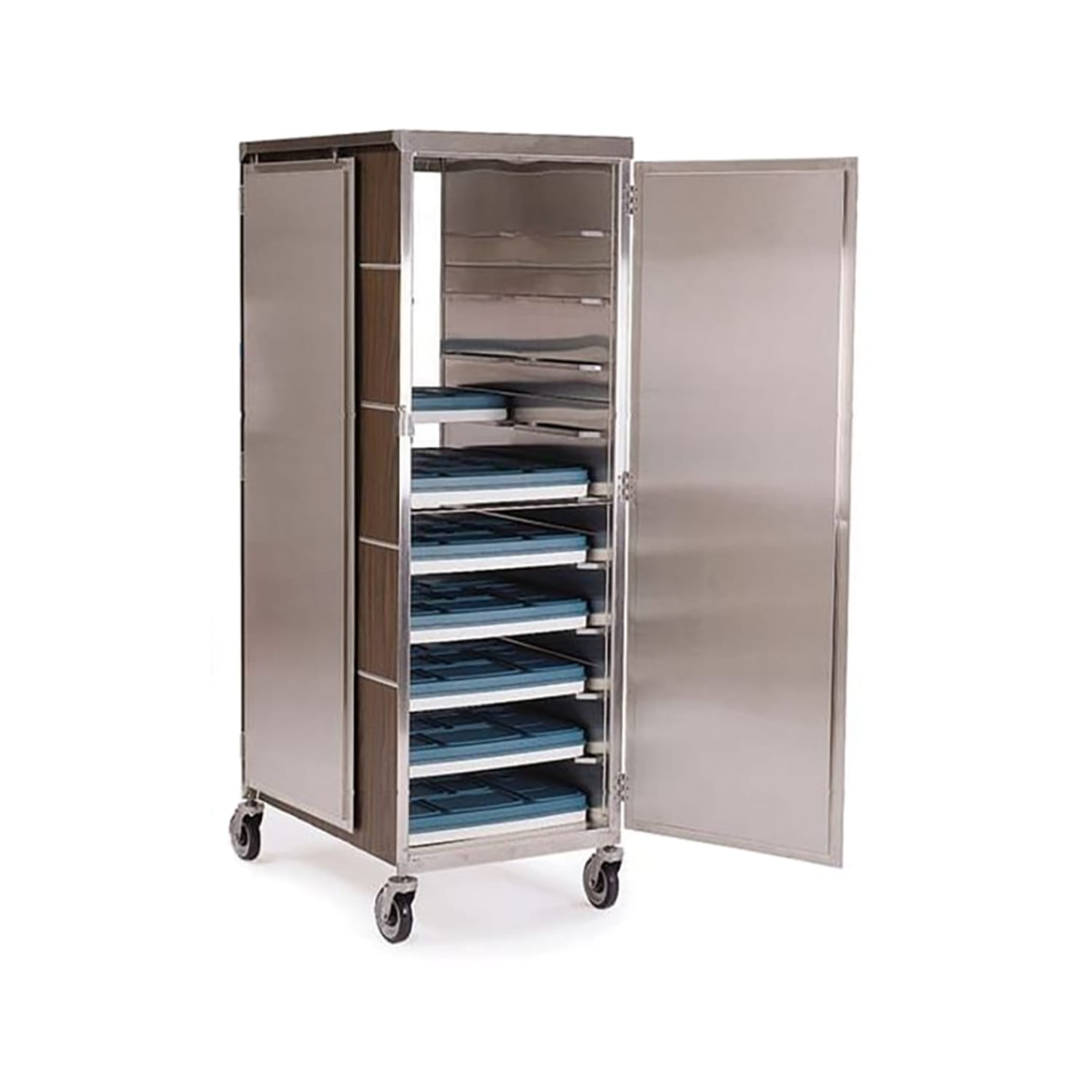 Lakeside 647 20 Tray Ambient Meal Delivery Cart, 14"" x 18"" Trays, Brown
