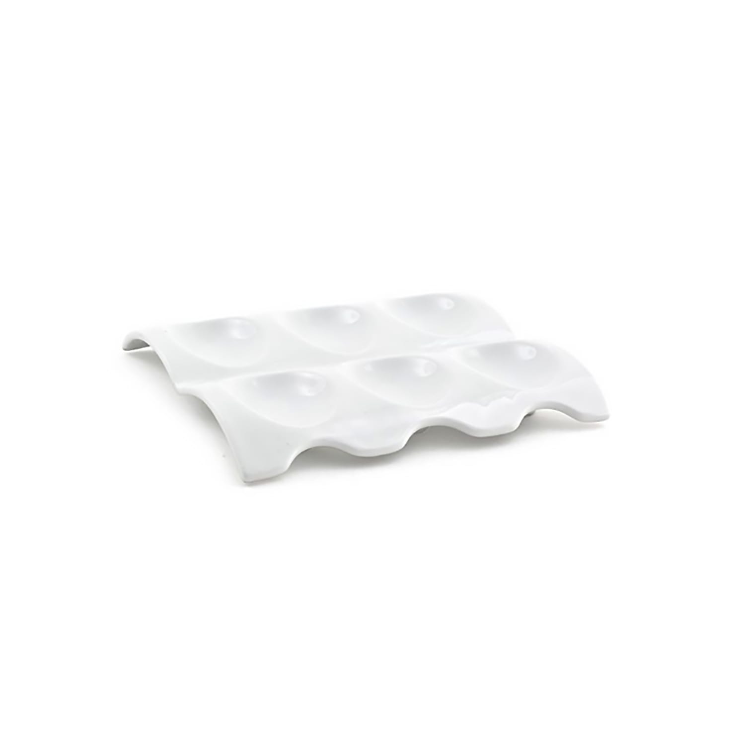 Front of the House SPT017WHP23 Rectangular Sampler Server w/ 6 Compartments - Porcelain, White, Case of 12