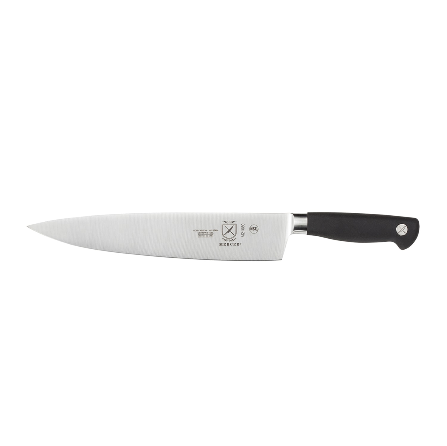 Mercer Culinary M21080 10 Chef's Knife w/ Santoprene Black Handle, Carbon Steel