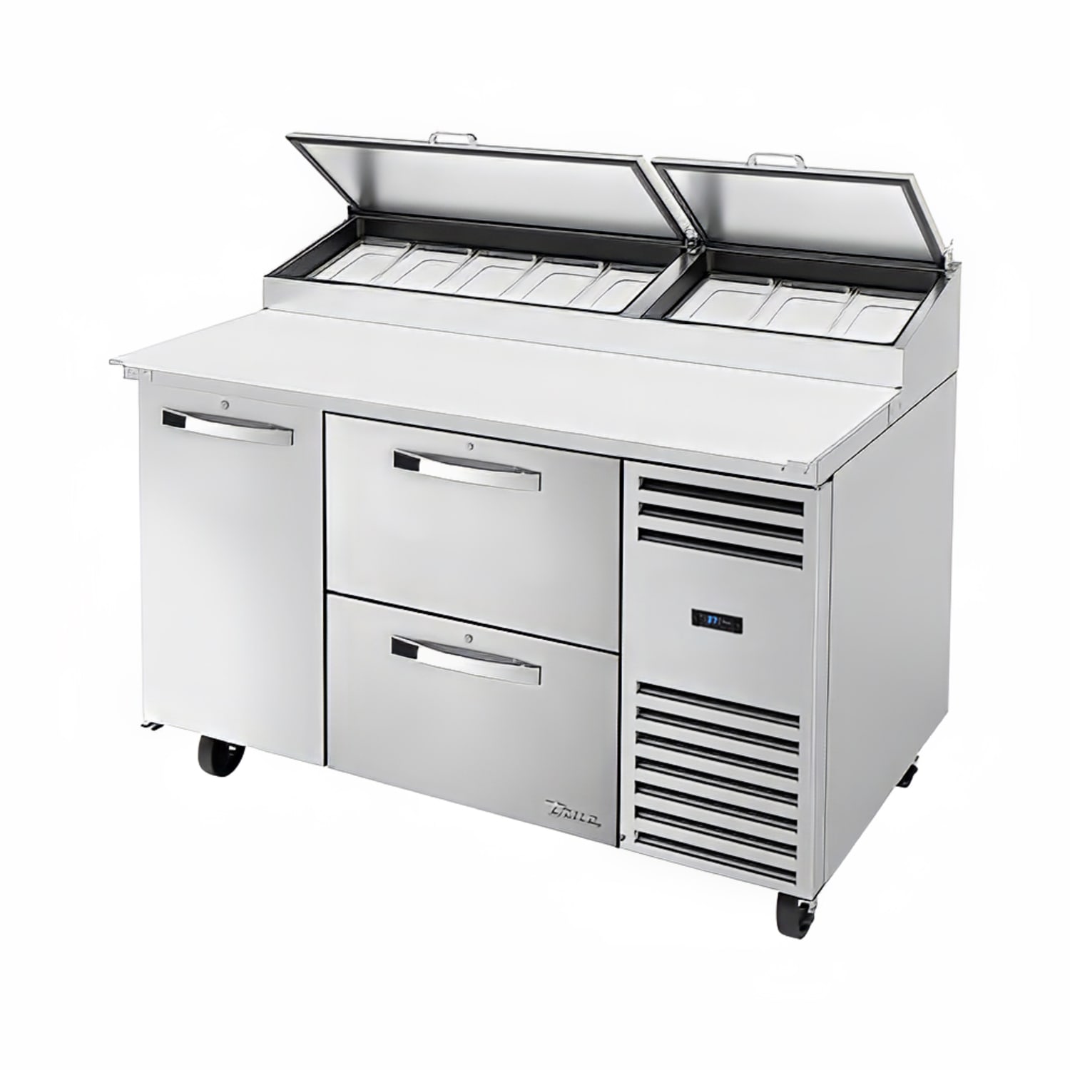 True TPP-AT-60D-2-HC 60 TPPAT Series Pizza Prep Table w/ Refrigerated Base, 115v, Stainless Steel | True Refrigeration