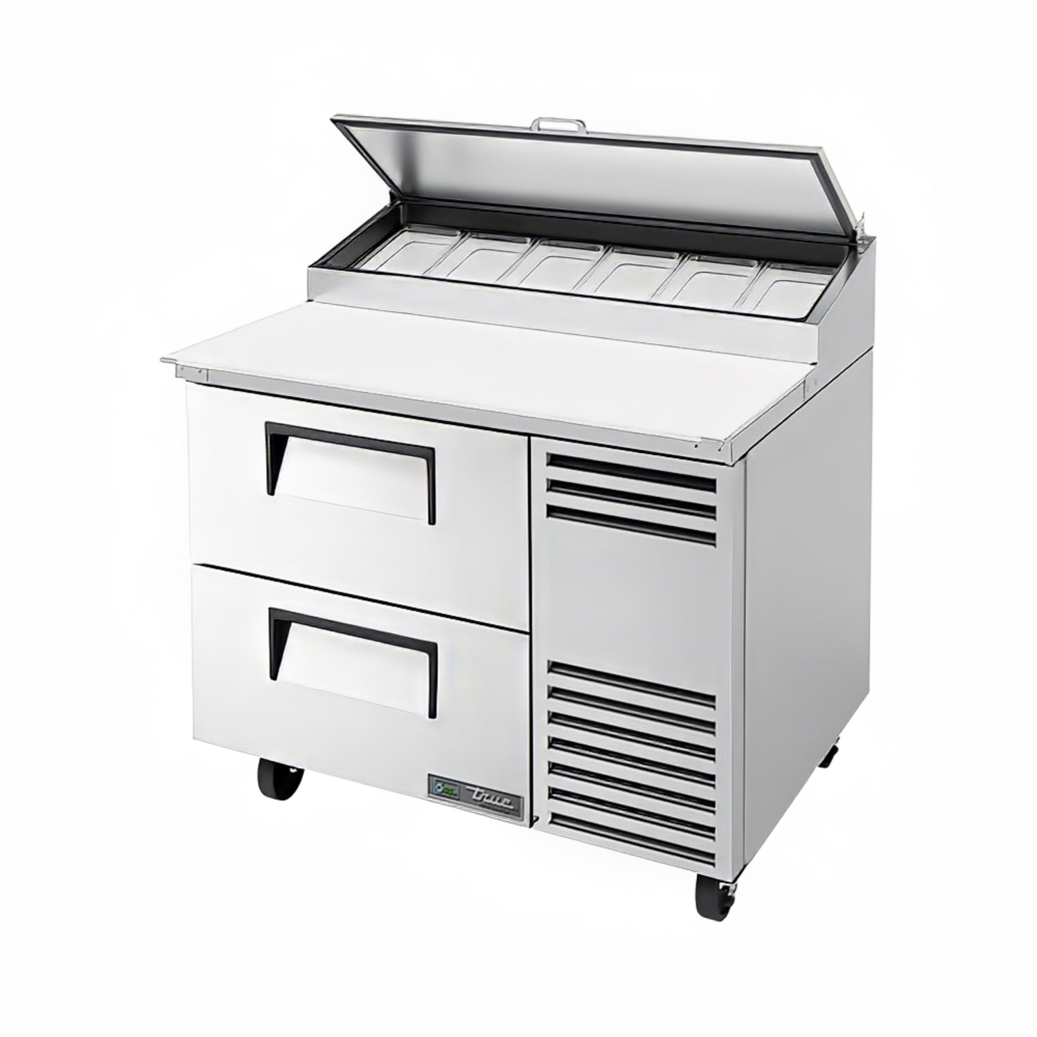 True TPP-AT-44D-2-HC 44 TPPAT Series Pizza Prep Table w/ Refrigerated Base, 115v, Stainless Steel | True Refrigeration