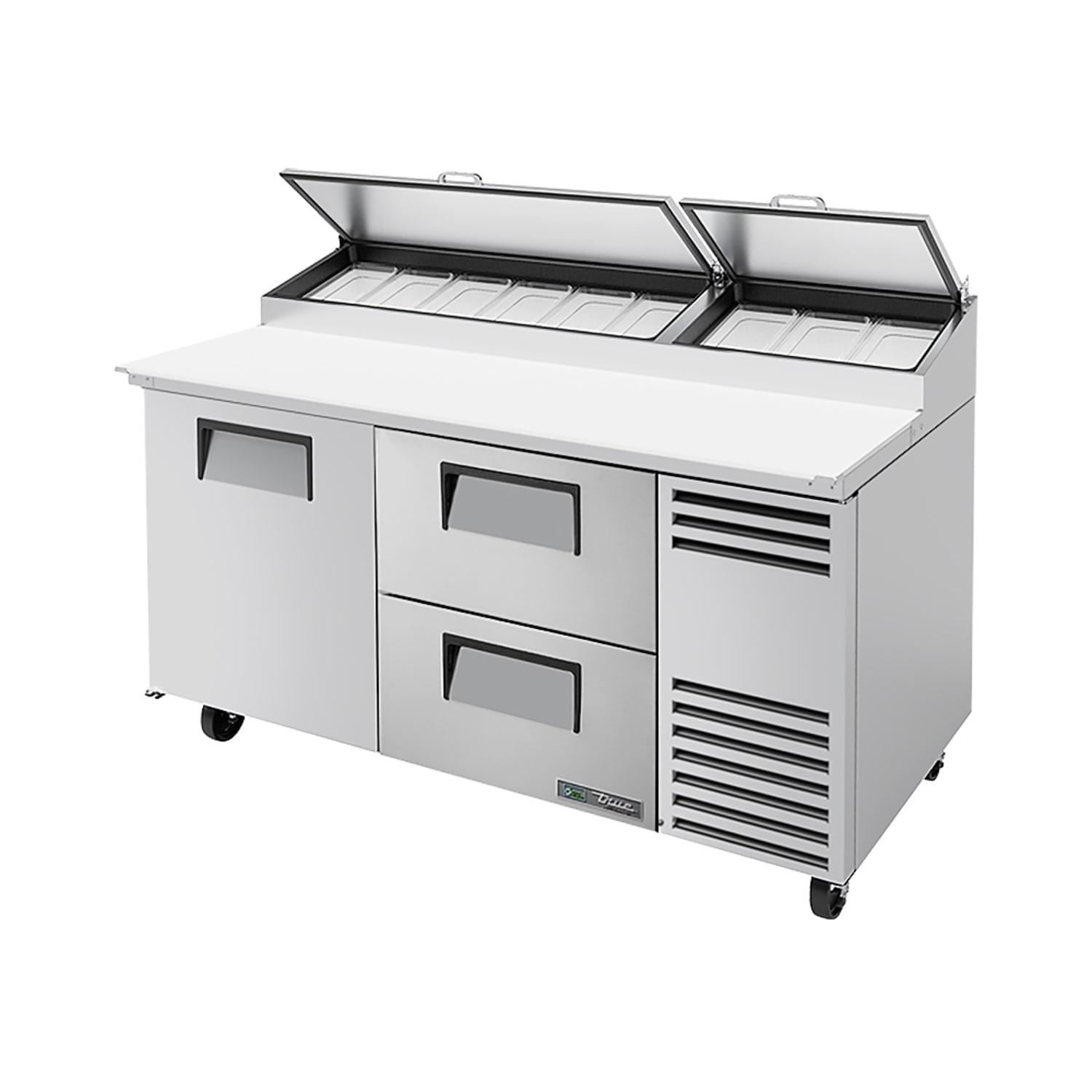 True TPP-AT-67D-2-HC 67 TPPAT Series Pizza Prep Table w/ Refrigerated Base, 115v, Stainless Steel | True Refrigeration