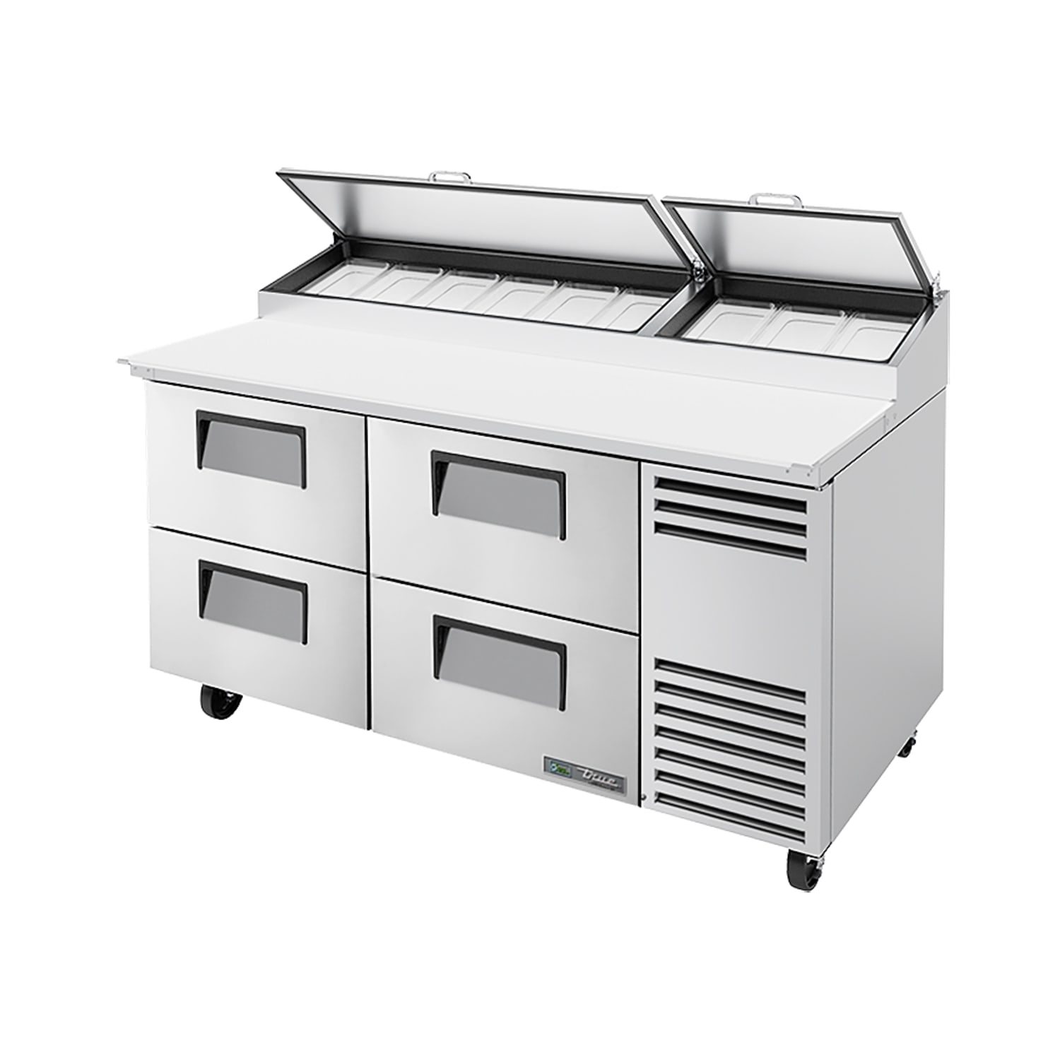True TPP-AT-67D-4-HC 67 TPPAT Series Pizza Prep Table w/ Refrigerated Base, 115v, Stainless Steel | True Refrigeration