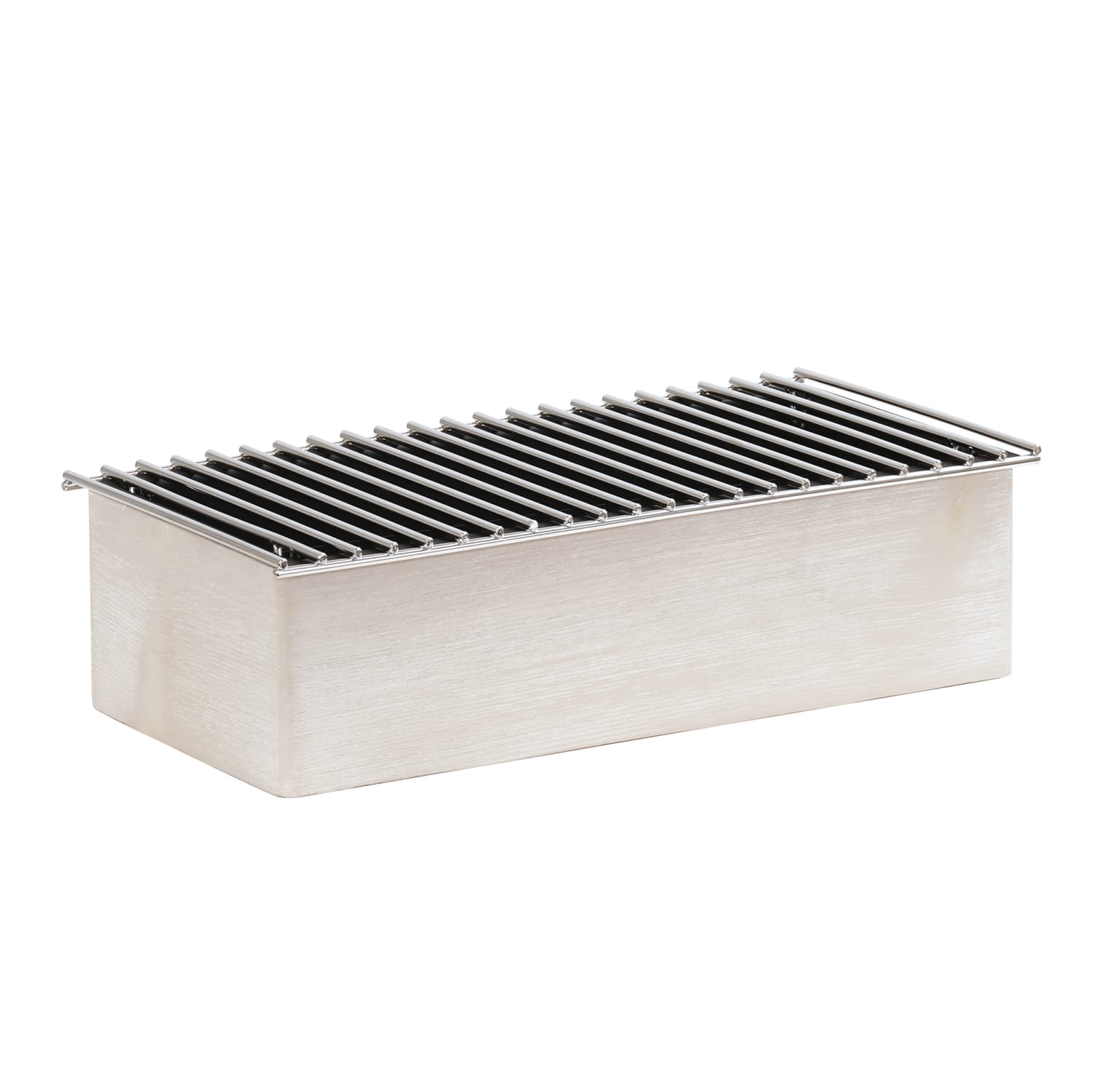 Cal-Mil 22422-113 Rectangular Chafer Alternative - 19 3/4 x 10 x 5 1/2H, Pine Wood, White-Washed, Beige
