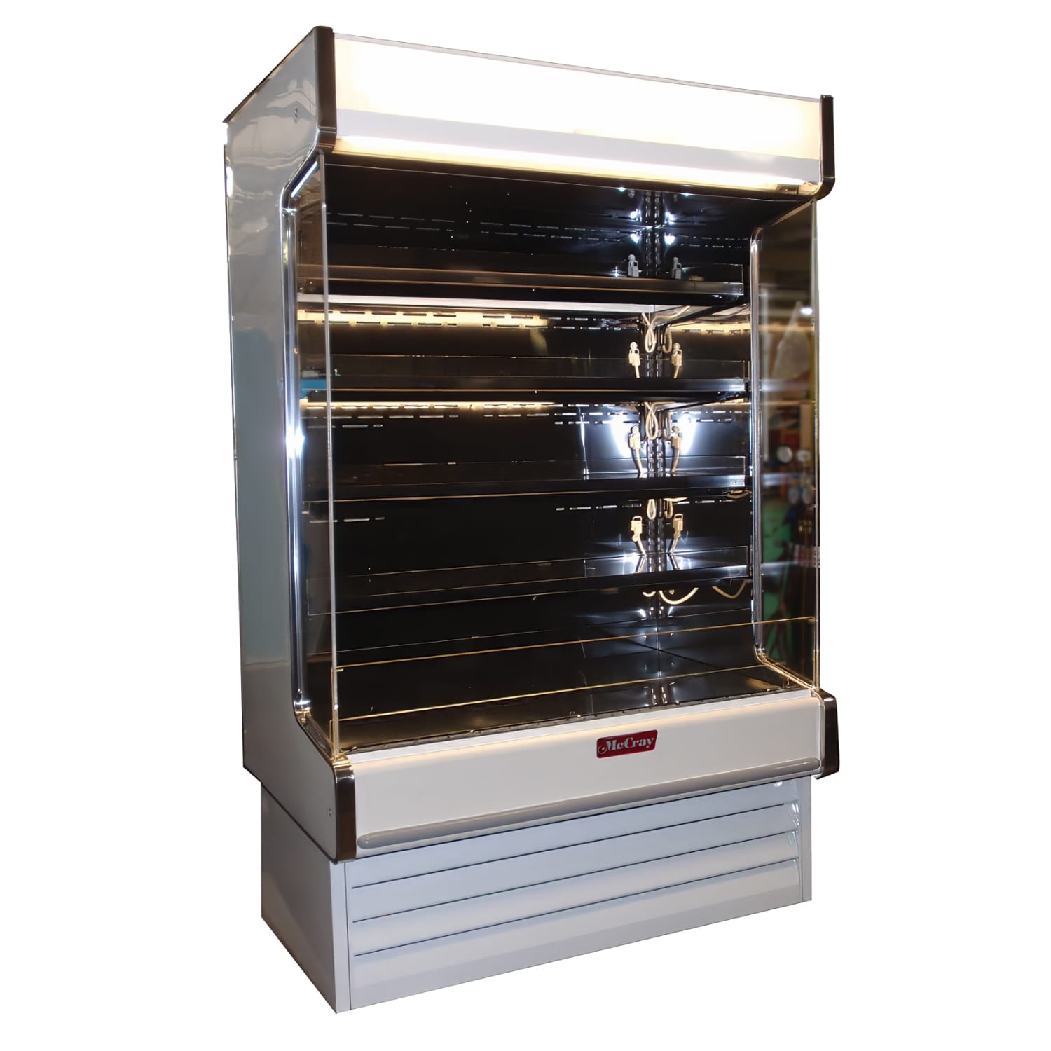 Howard-McCray SC-OD35E-4-S-LED-LC 51 Vertical Open Air Cooler w/ 4 Levels, 115/208-230v, Silver