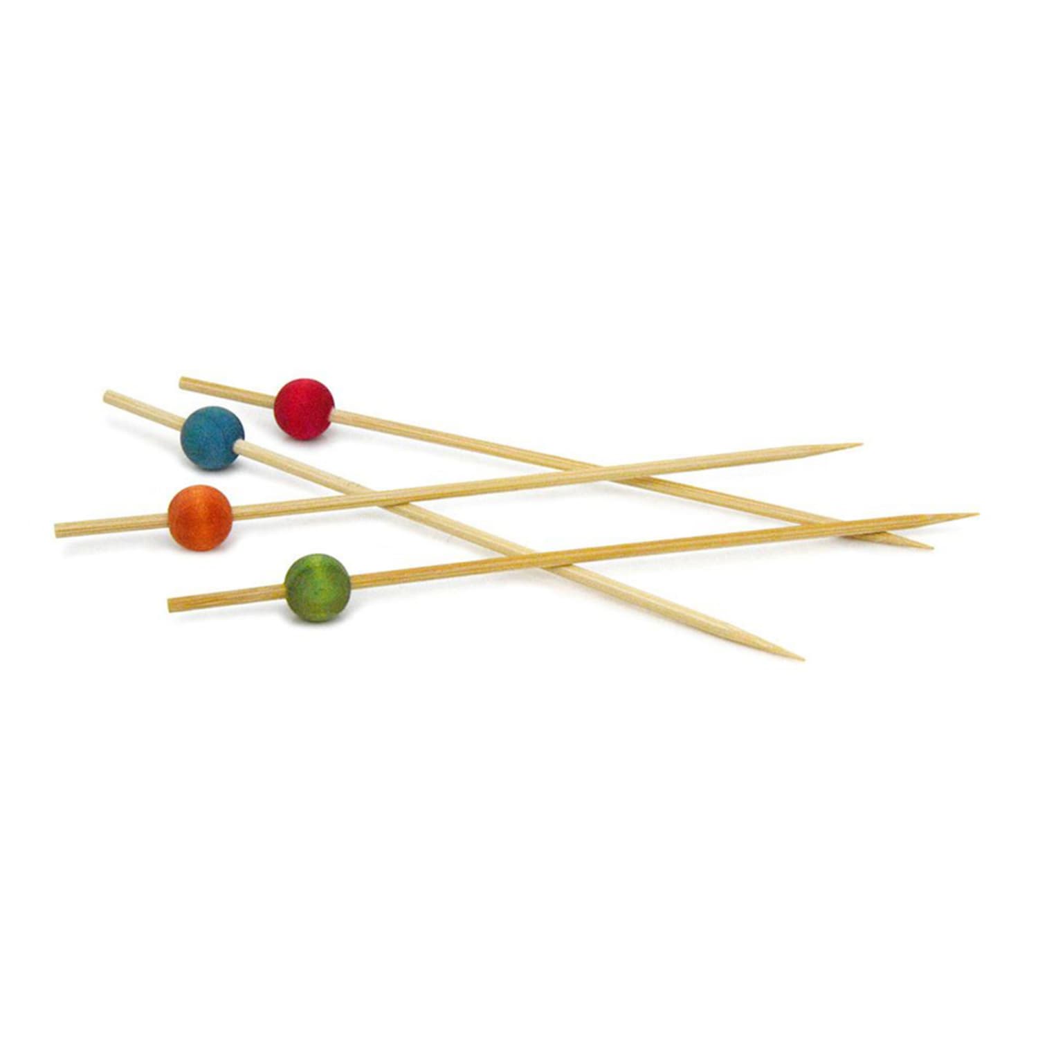Front of the House AST013MUB83 6 Bamboo Ball Pick, Assorted Colors, Multi-Colored, Case of 12