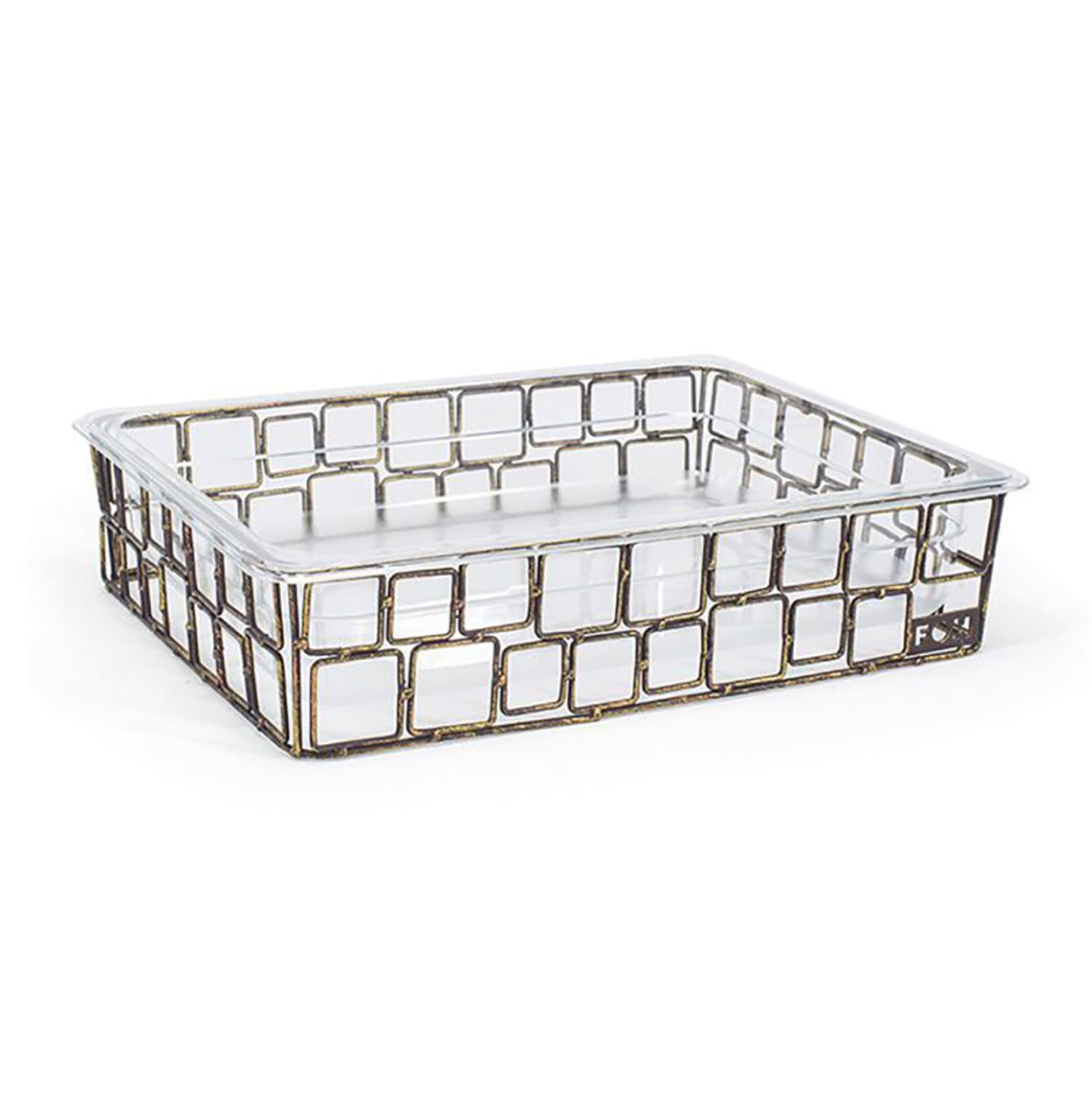 Front of the House BHO113GOI20 Rectangular Ice Housing / Pan Set - 12 1/2 x 10 x 6, Iron, Copper