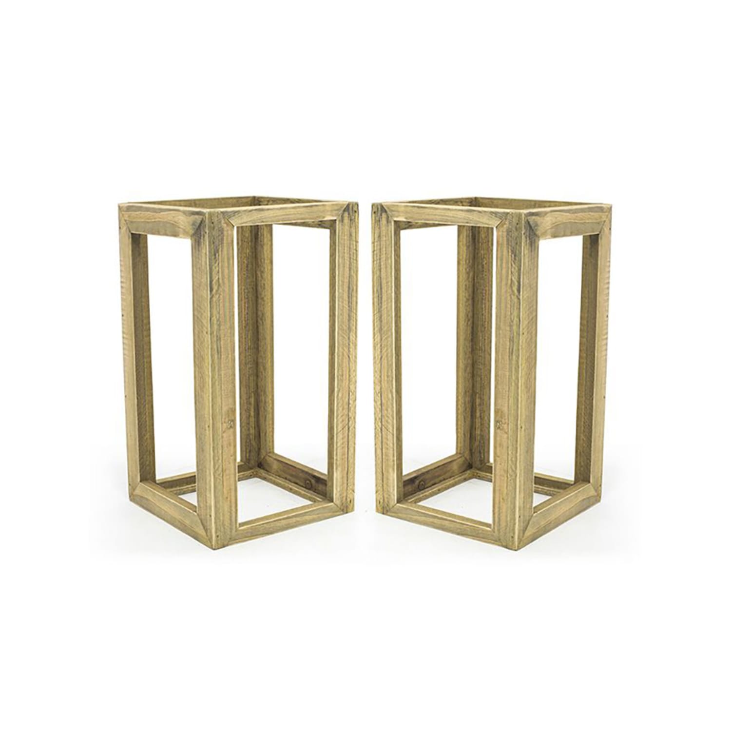 Front of the House BRI010NAW28 2 Piece Square Rustic Wood Display Riser - Wood, Natural, Beige