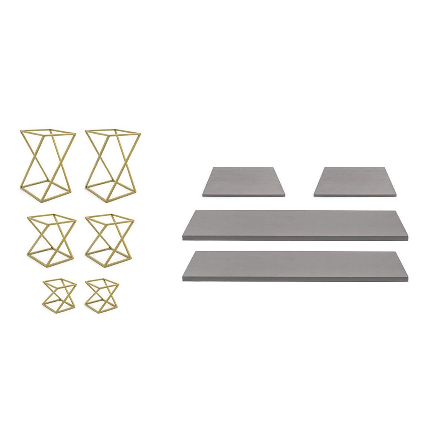 Front of the House BST031MUM28 10 Piece B³ Buffet Building Blocks Riser Set - Smoke Bamboo/ Matte Brass Iron, Multi-Colored