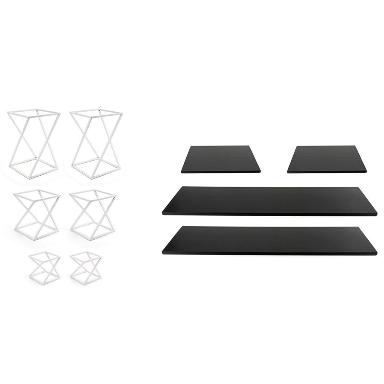 Front of the House BST037MUM28 10 Piece B³ Buffet Building Blocks Riser Set - Black Bamboo/ White Iron, Multi-Colored