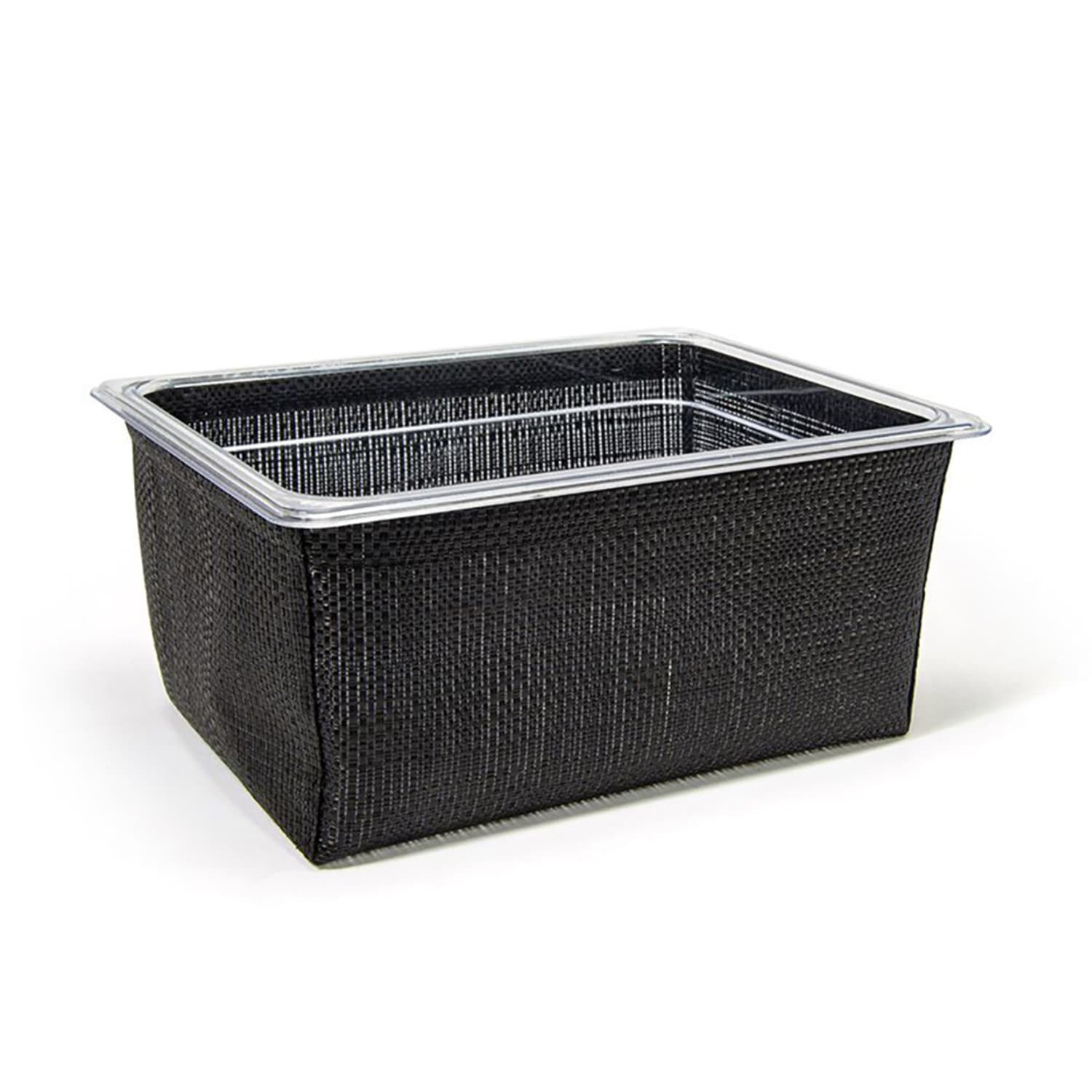 Front of the House BHO135BKV21 Rectangular Ice Housing / Pan Set- 12 1/2 x 10 1/2 x 5 3/4, Woven Vinyl, Black