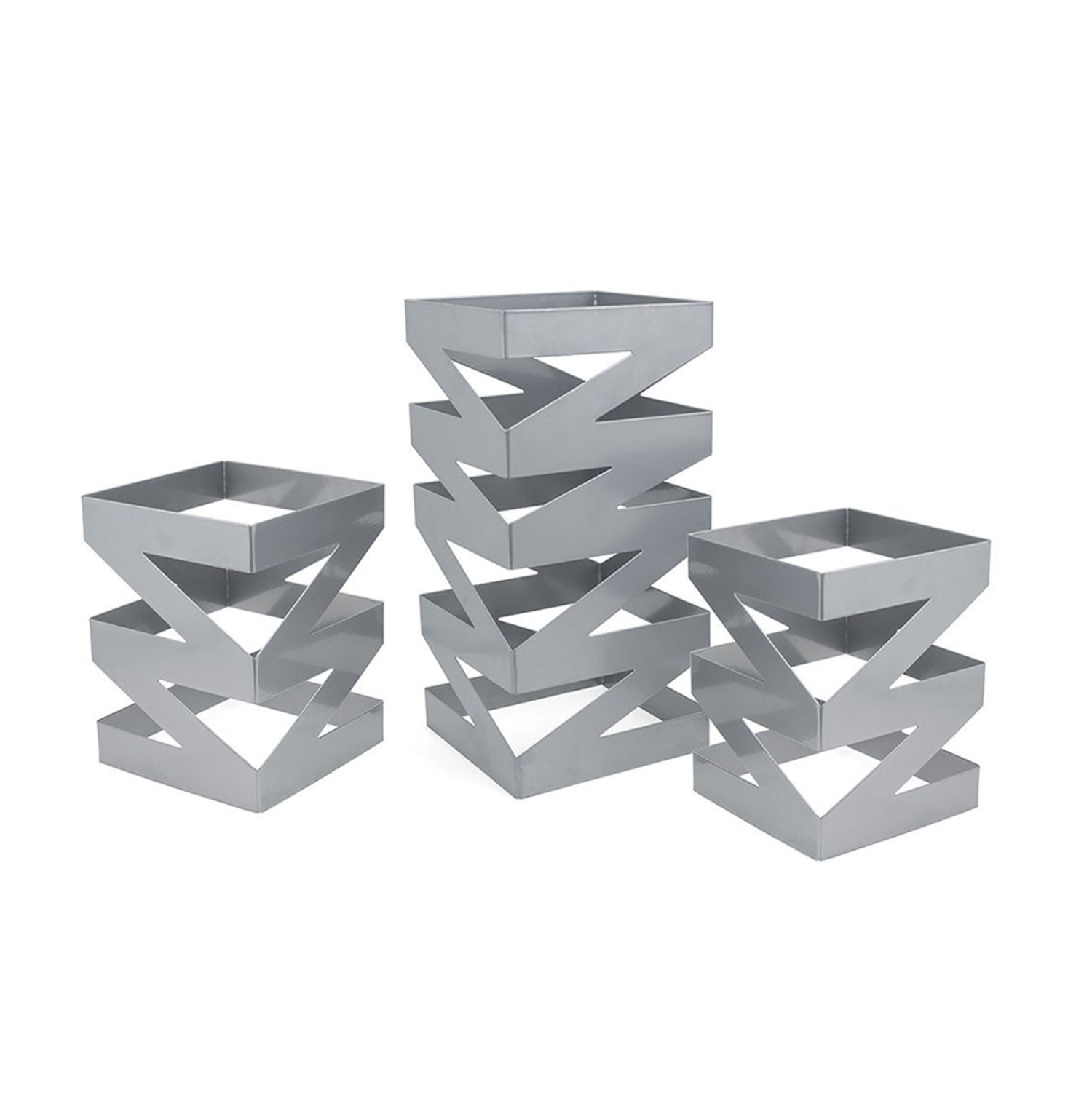 Front of the House BRI006BCI28 3 Piece B³ Buffet Building Blocks Riser Set - Iron, Silver
