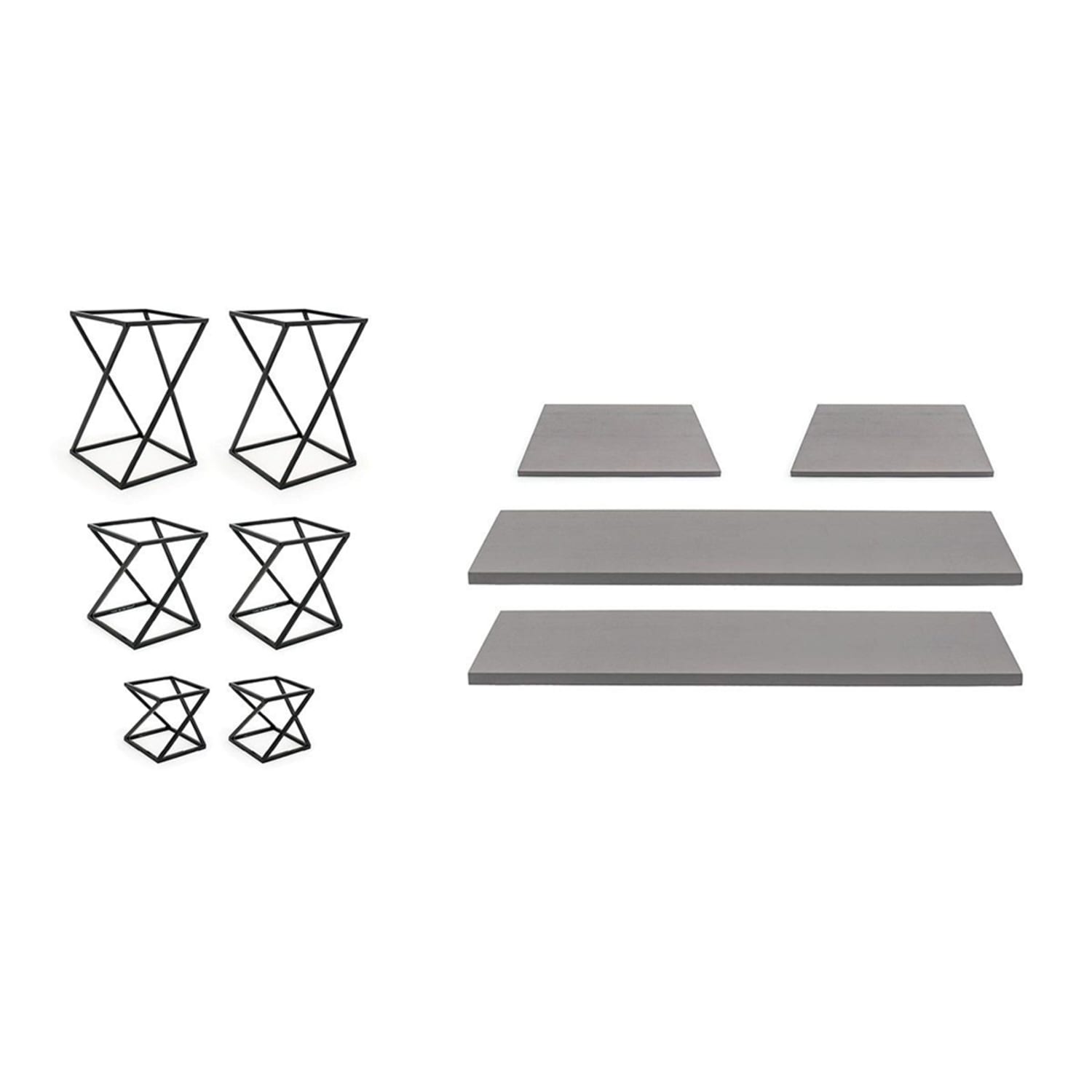 Front of the House BST029MUM28 10 Piece B³ Buffet Building Blocks Riser Set - Smoke Bamboo/ Matte Black Iron, Multi-Colored