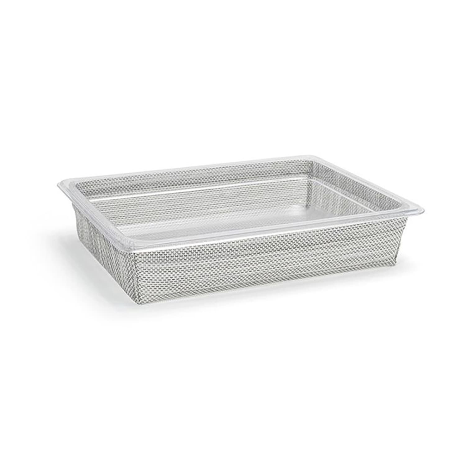 Front of the House BHO136GYV21 Rectangular Ice Housing / Pan Set- 12 3/4 x 10 1/2 x 2 1/2, Woven Vinyl, Mesh Grey, Gray