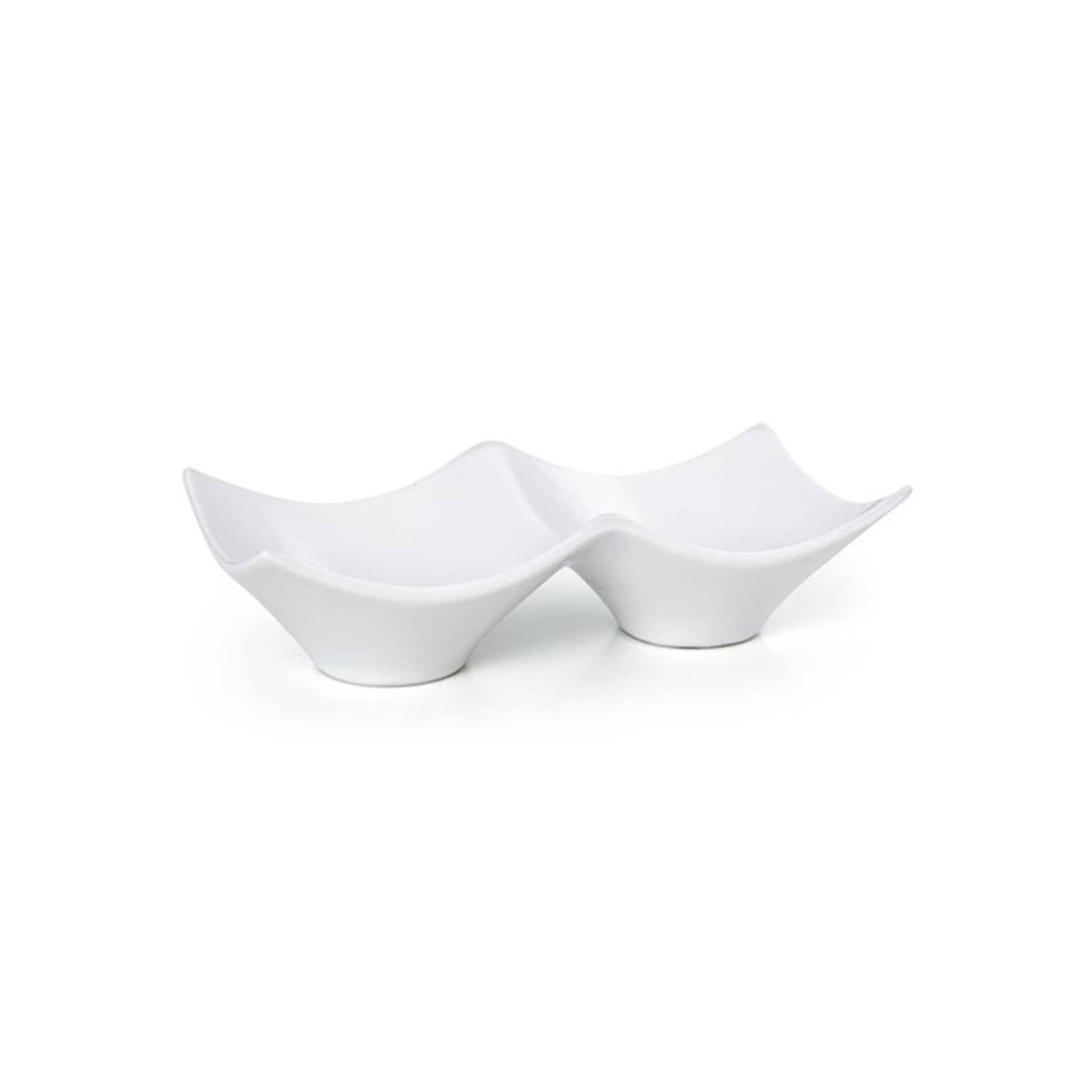 Front of the House DBO073WHP22 4 oz Origami Dish w/ 2 Compartments - Porcelain, White, Case of 6
