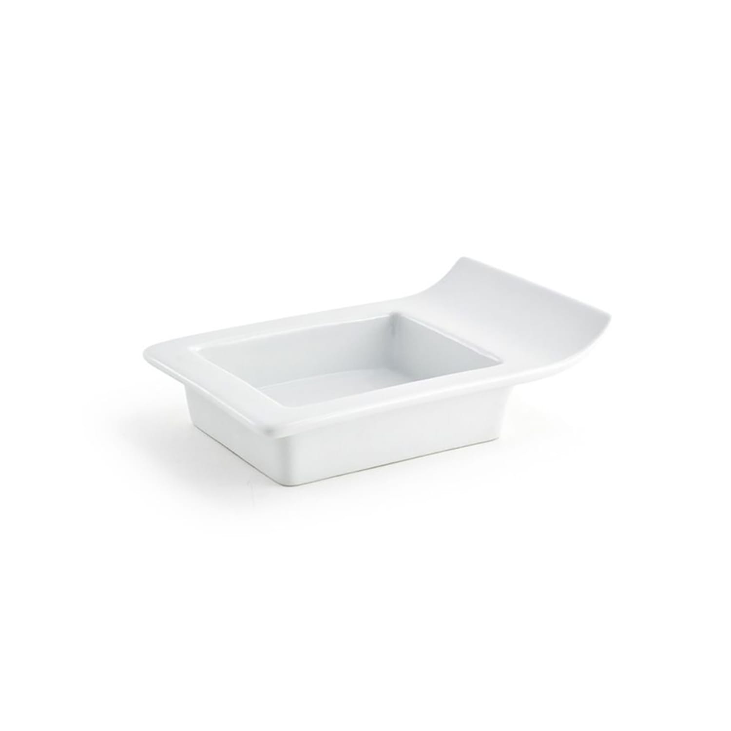 Front of the House DSD039WHP23 4 oz Rectangular Nami Dish - Porcelain, White, Case of 12